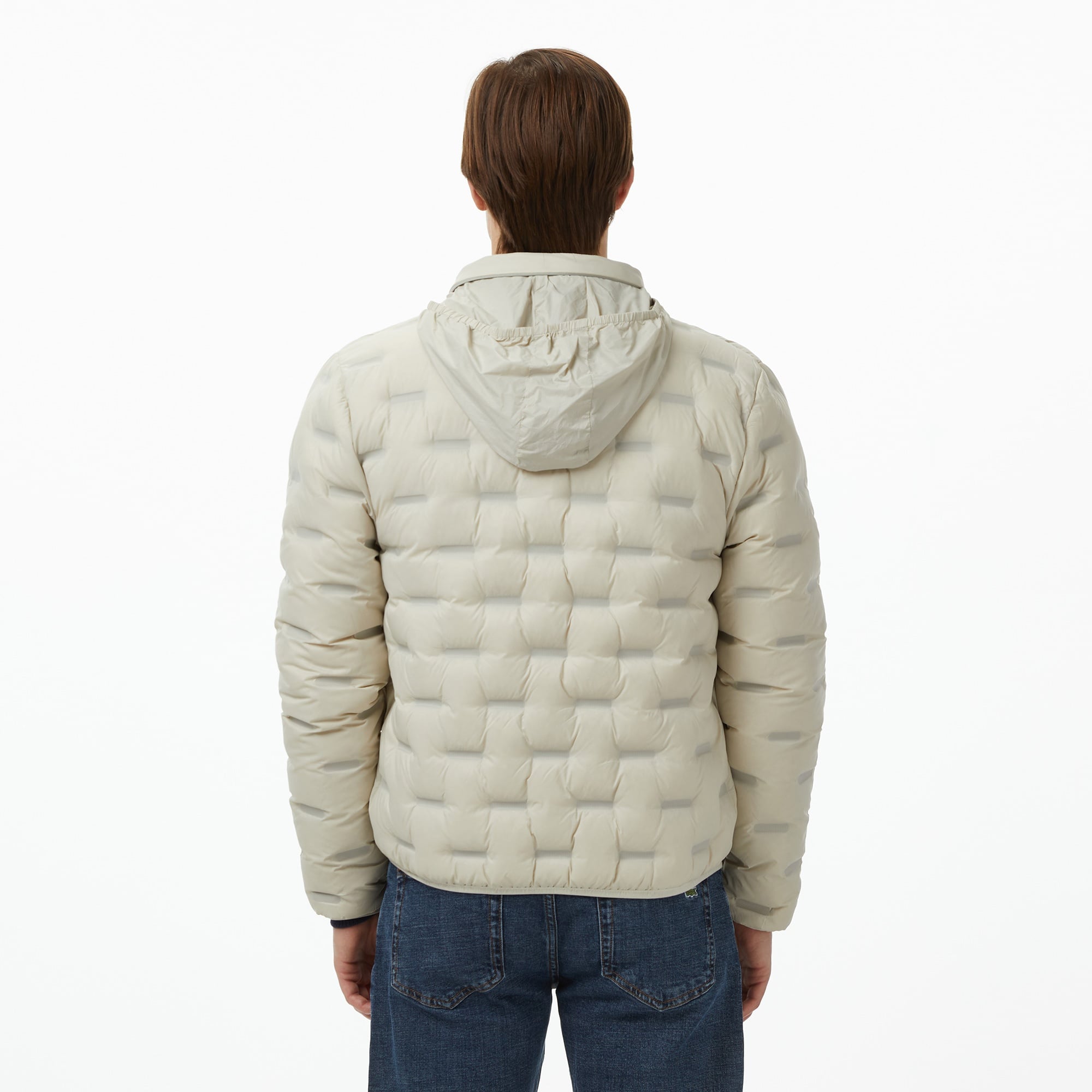 Erkek Kapüşonlu Kapitone Açık Gri Mont