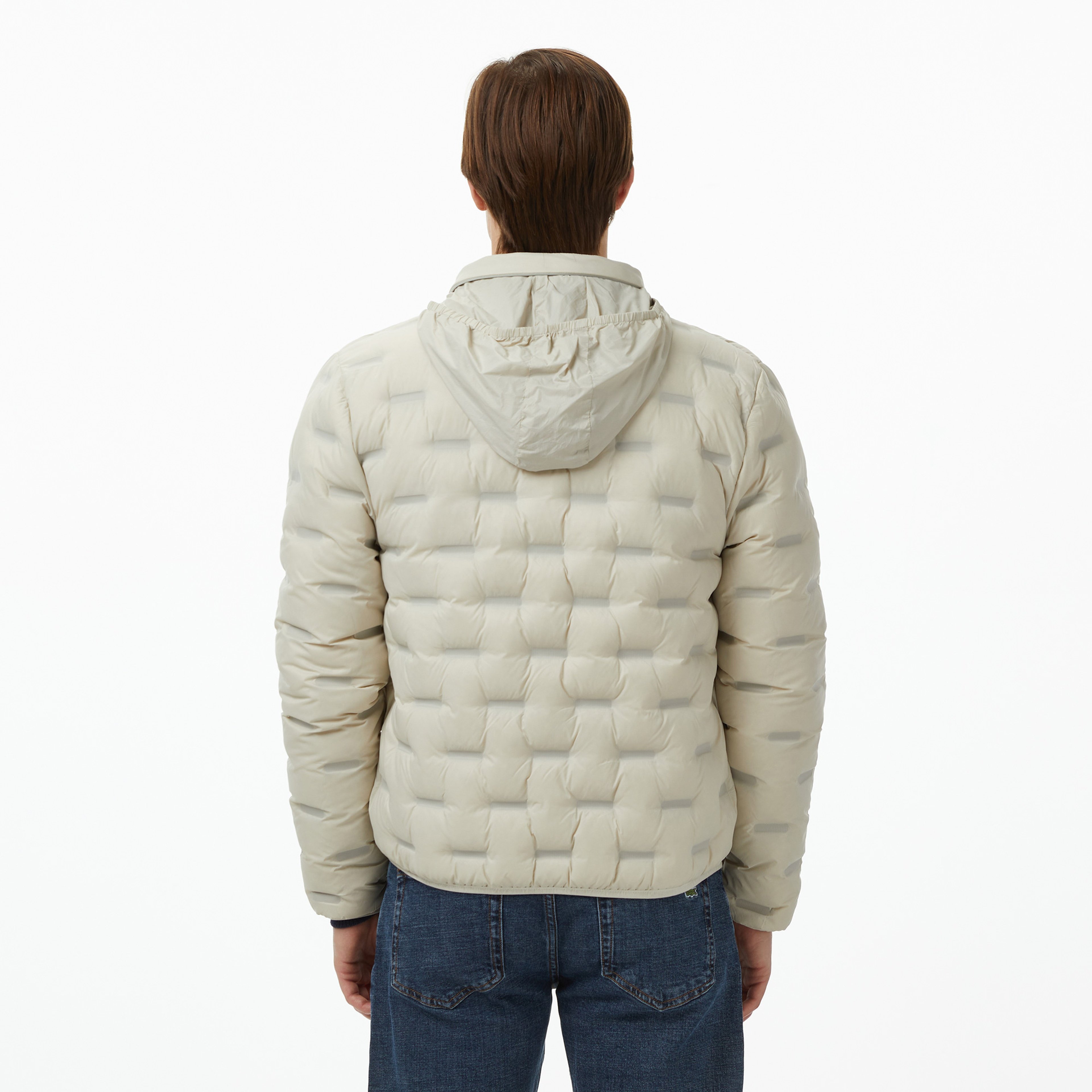 Erkek Kapüşonlu Kapitone Açık Gri Mont