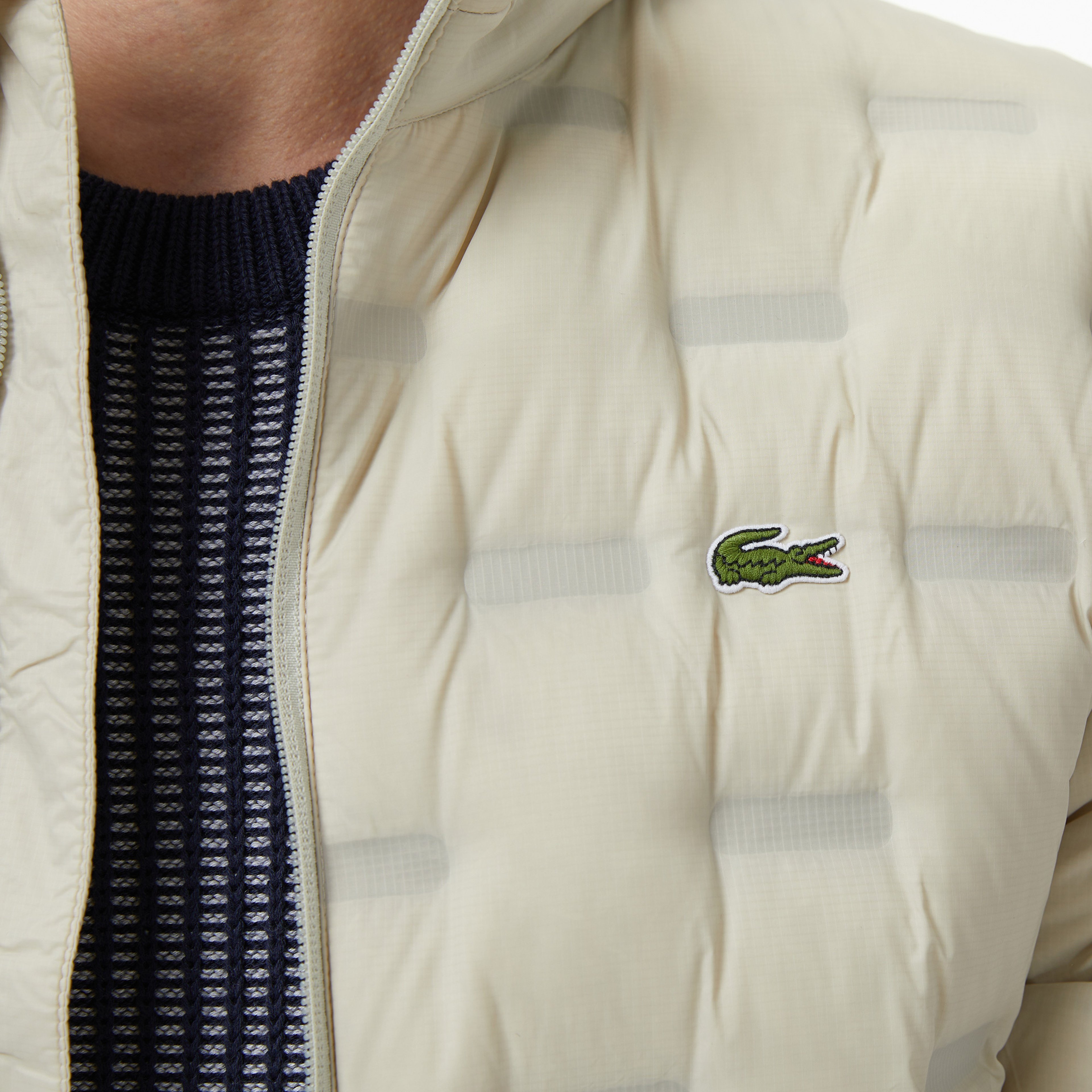 Erkek Kapüşonlu Kapitone Açık Gri Mont