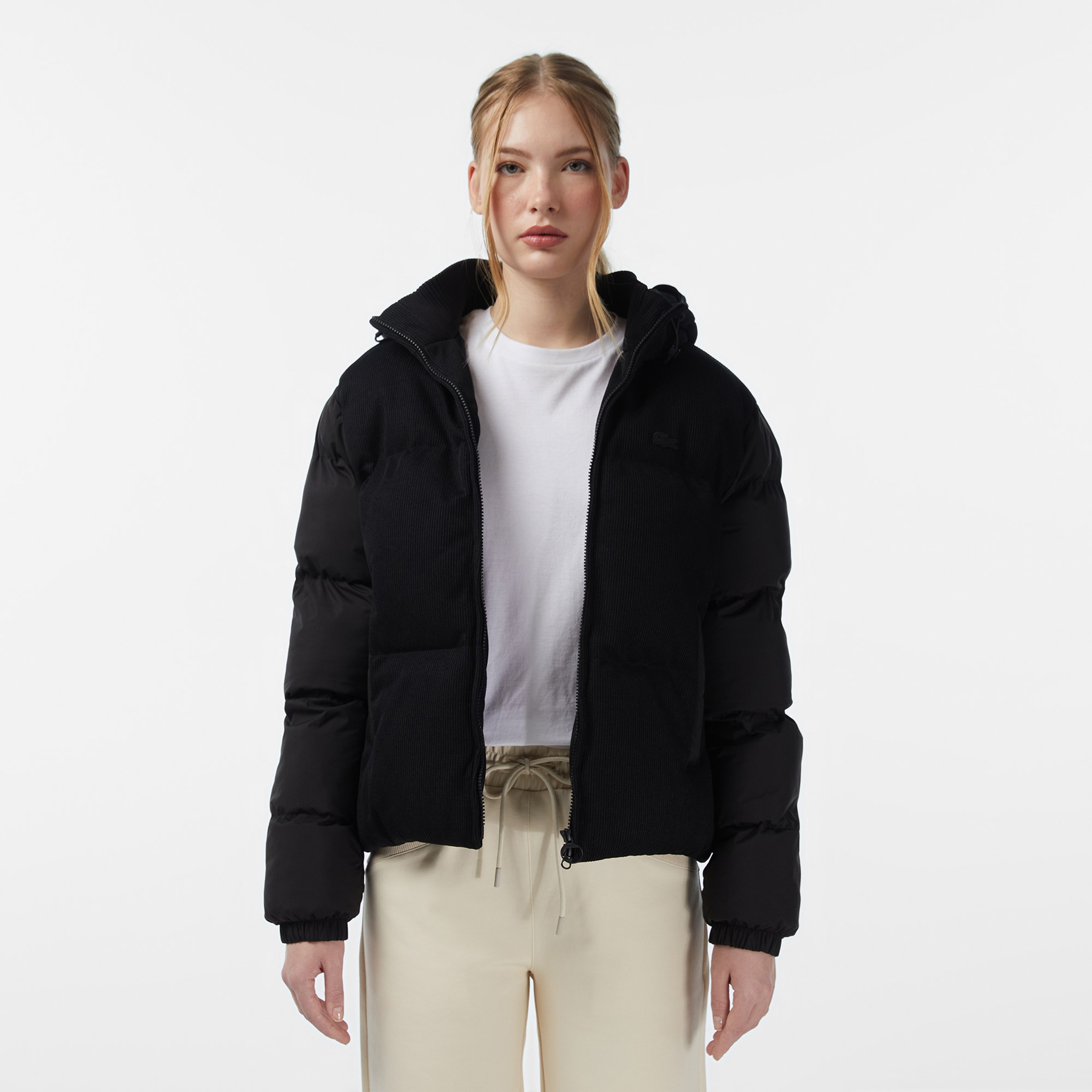 Kadın Kapüşonlu Siyah Mont