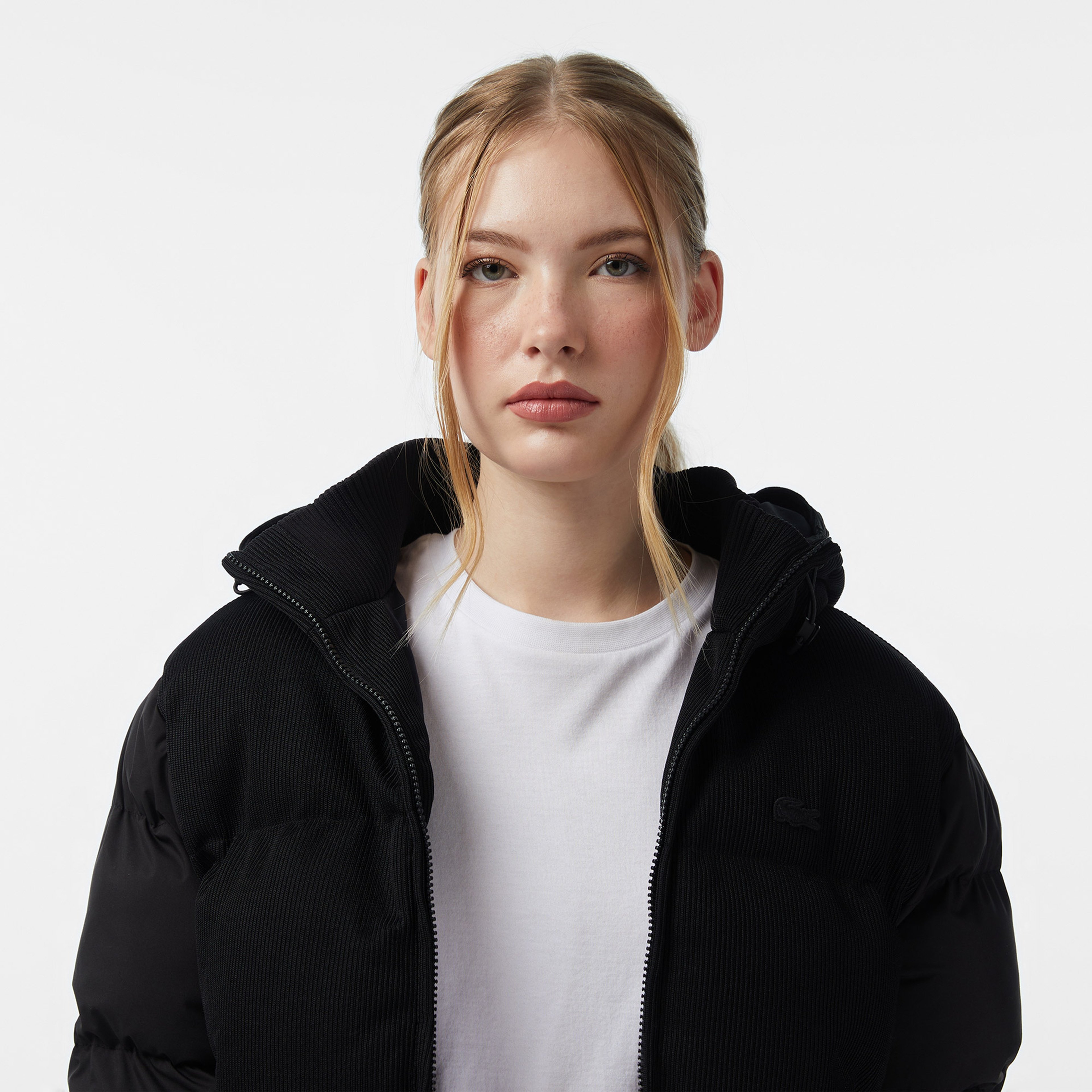 Kadın Kapüşonlu Siyah Mont