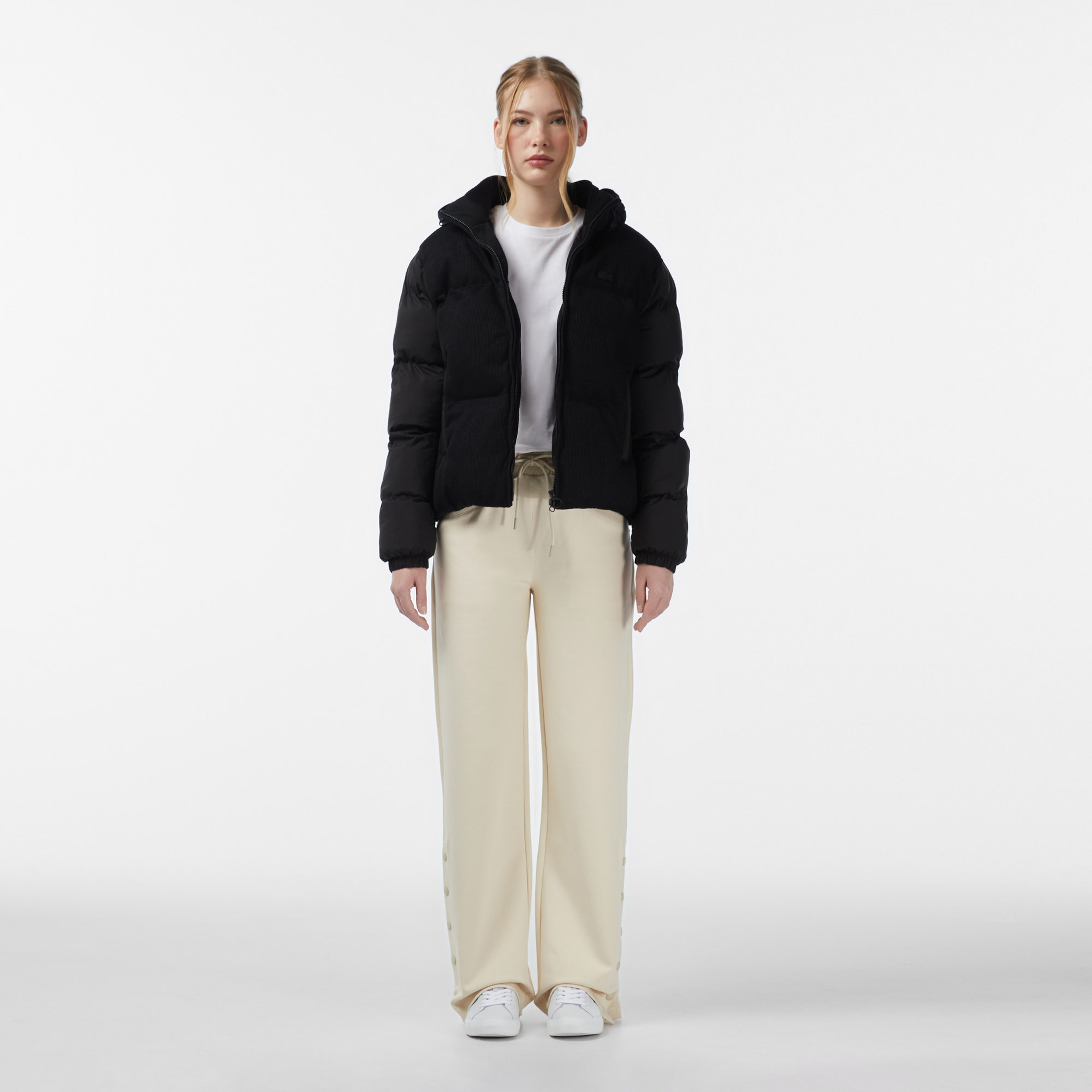 Kadın Kapüşonlu Siyah Mont