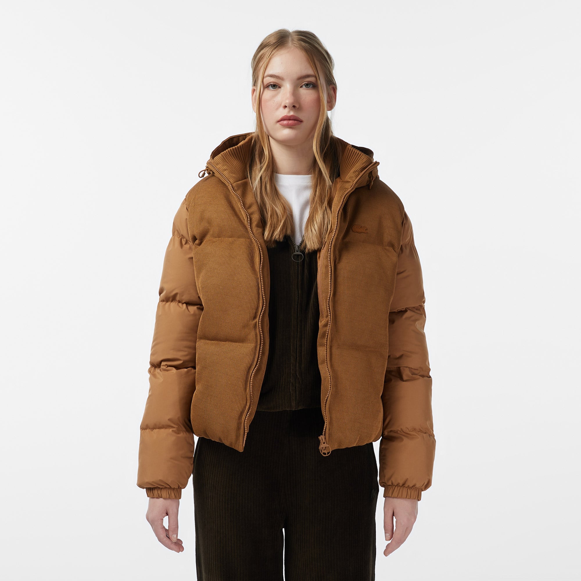 Kadın Kapüşonlu Açık Kahverengi Mont