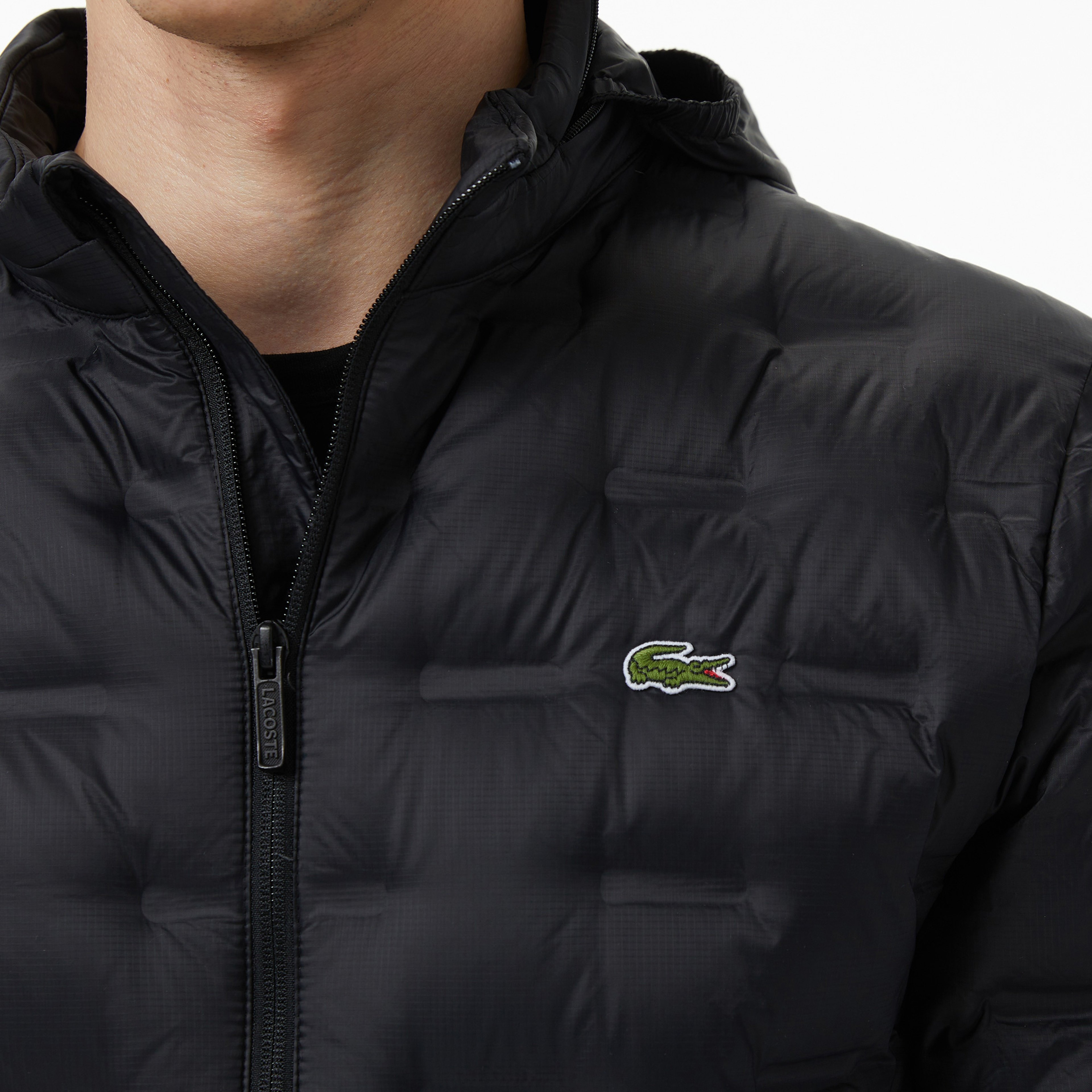 Erkek Kapüşonlu Kapitone Siyah Mont