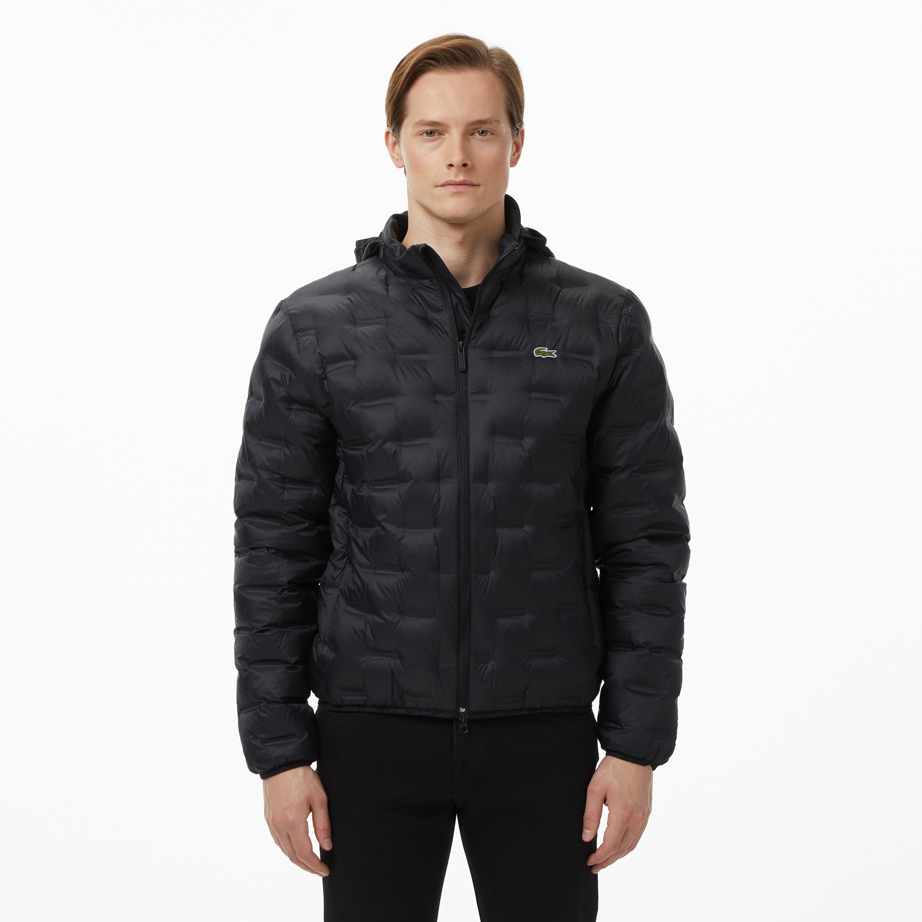 Erkek Kapüşonlu Kapitone Siyah Mont