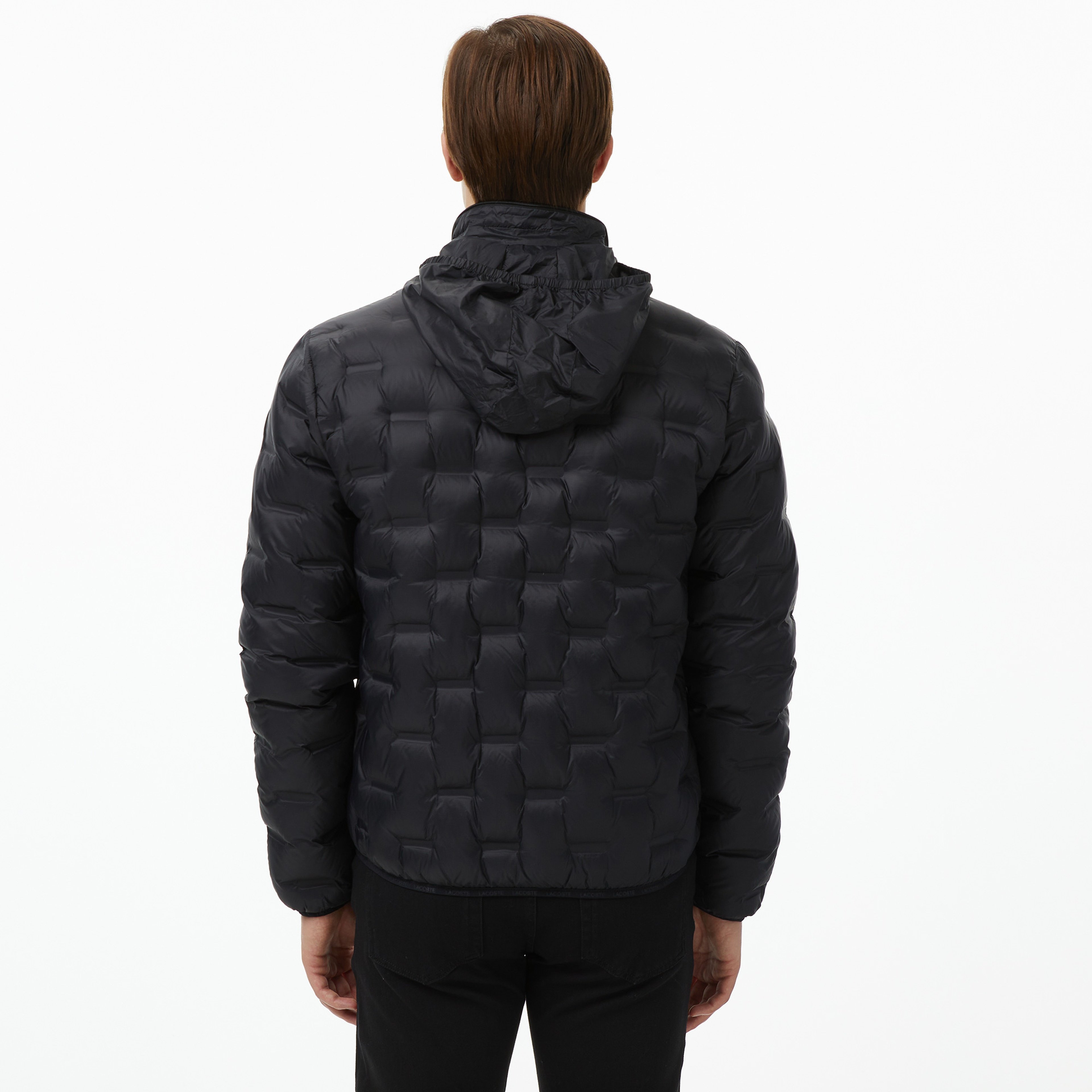 Erkek Kapüşonlu Kapitone Siyah Mont