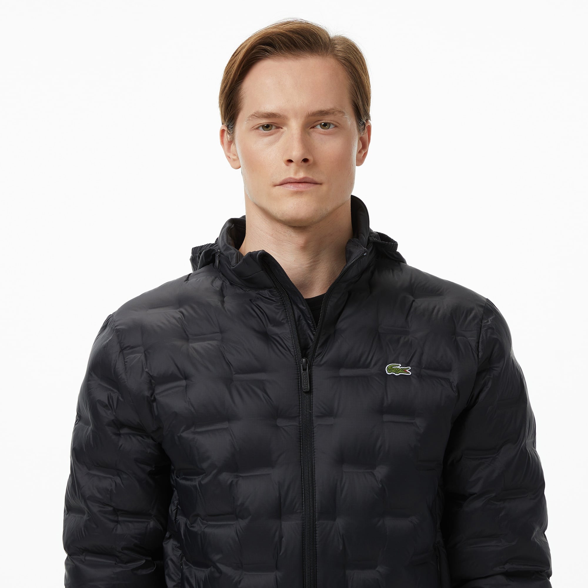 Erkek Kapüşonlu Kapitone Siyah Mont