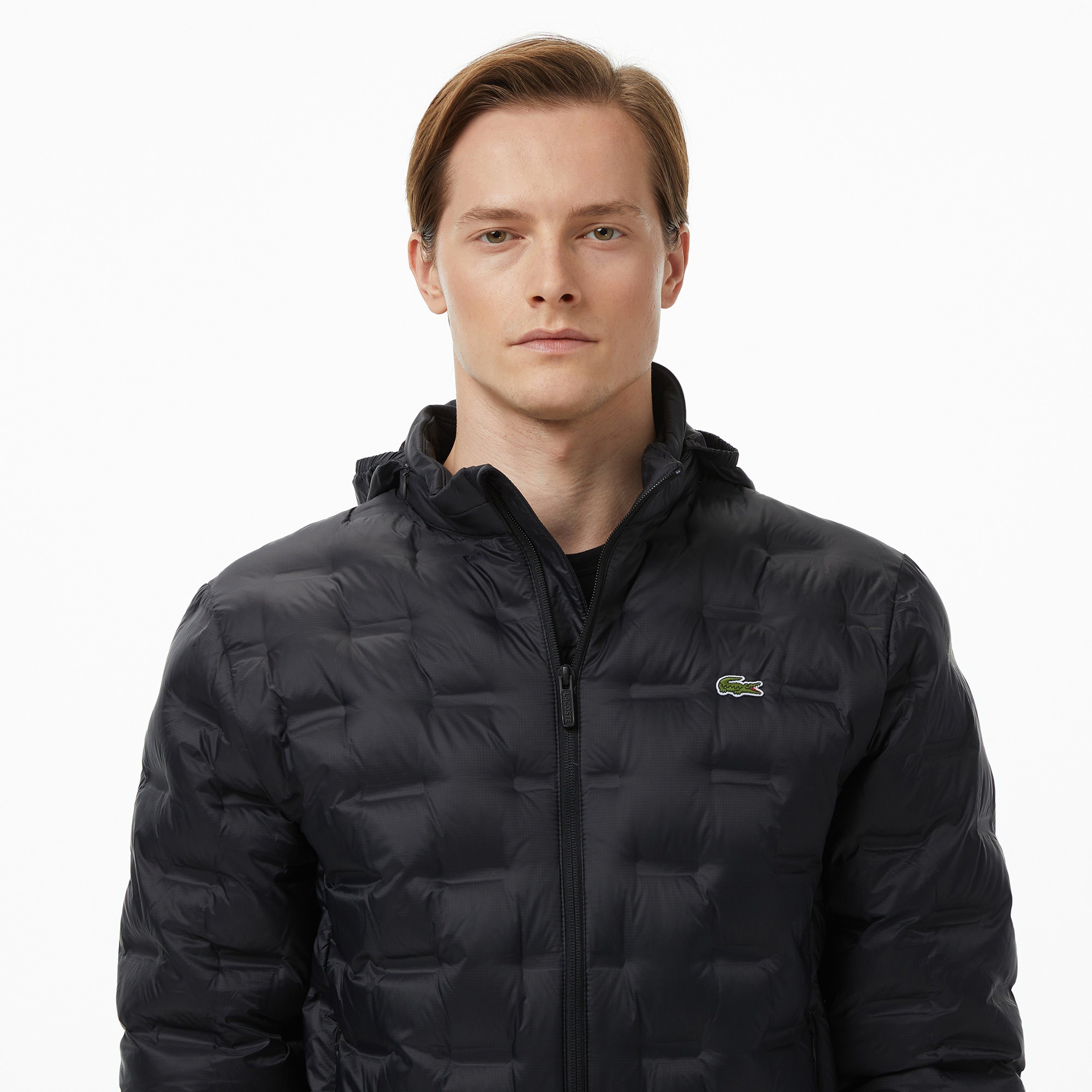 Erkek Kapüşonlu Kapitone Siyah Mont