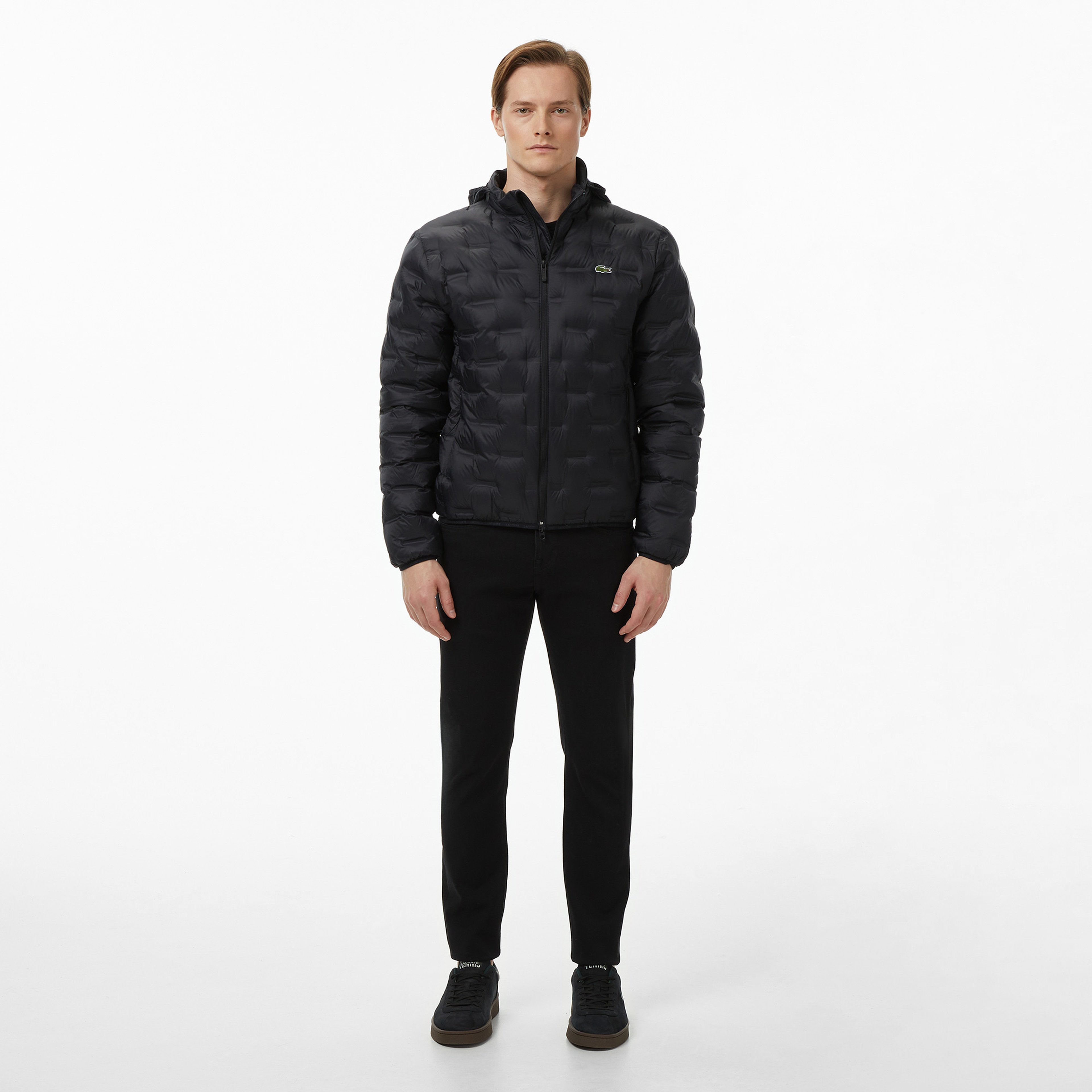 Erkek Kapüşonlu Kapitone Siyah Mont