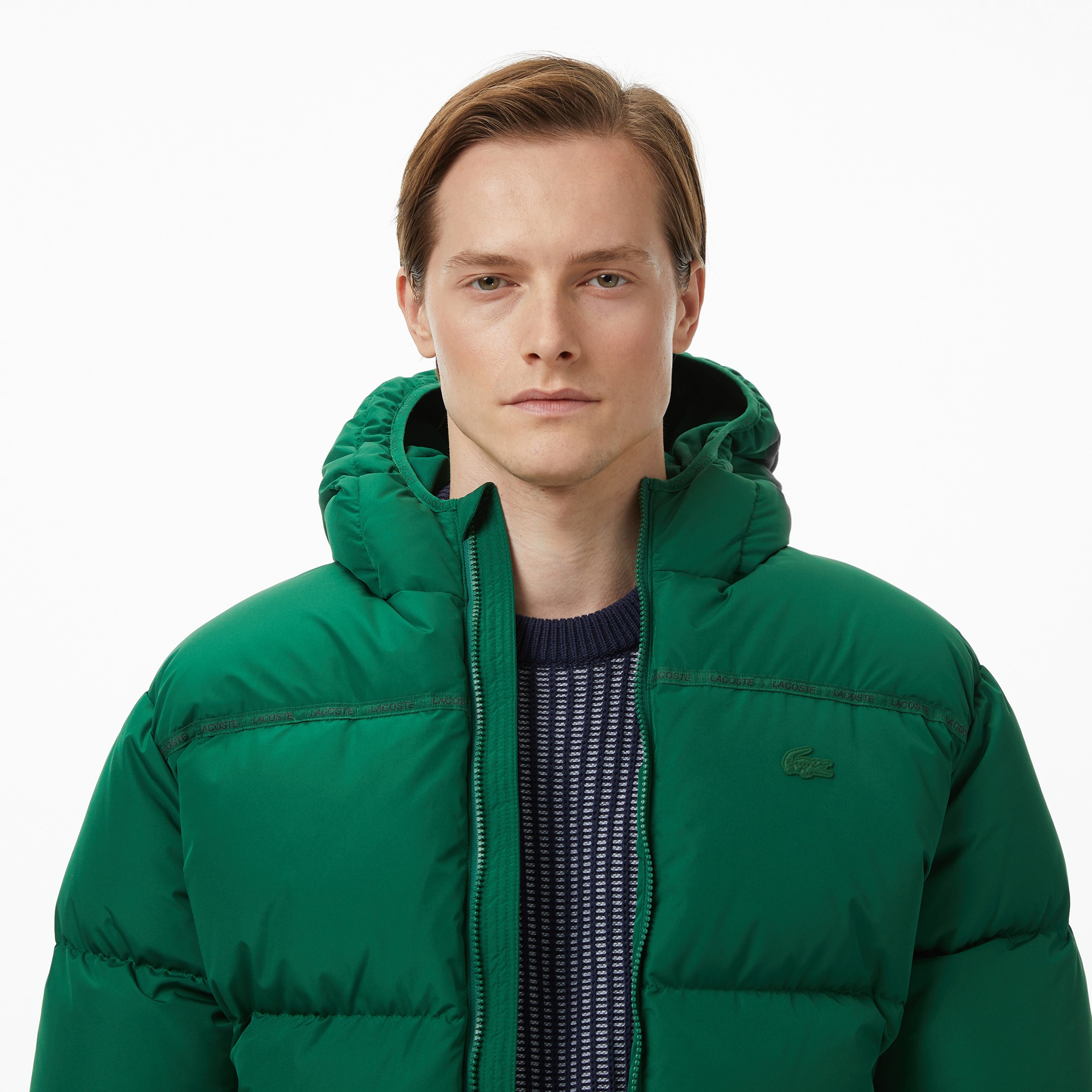 Erkek Relaxed Fit Kapüşonlu Yeşil Mont