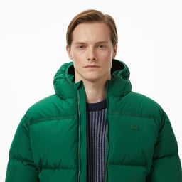 Erkek Relaxed Fit Kapüşonlu Yeşil Mont Yeşil