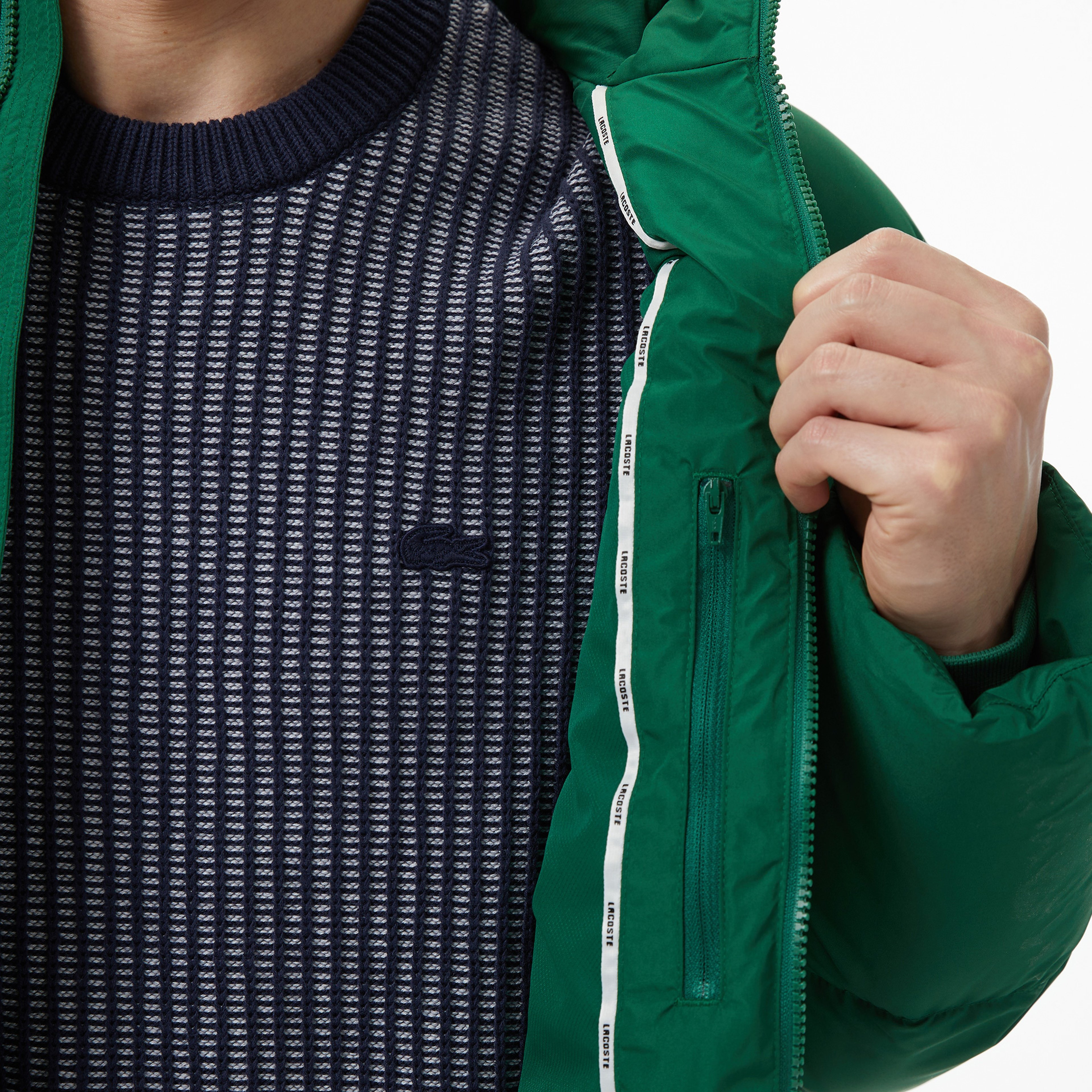 Erkek Relaxed Fit Kapüşonlu Yeşil Mont