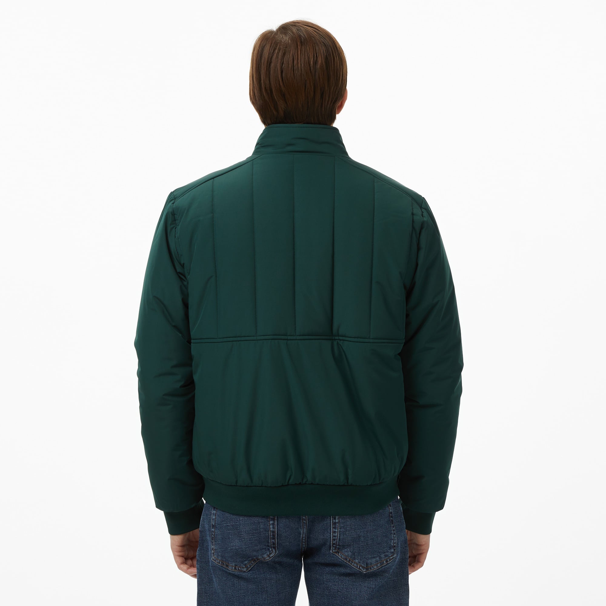 Erkek Dik Yaka Koyu Yeşil Mont