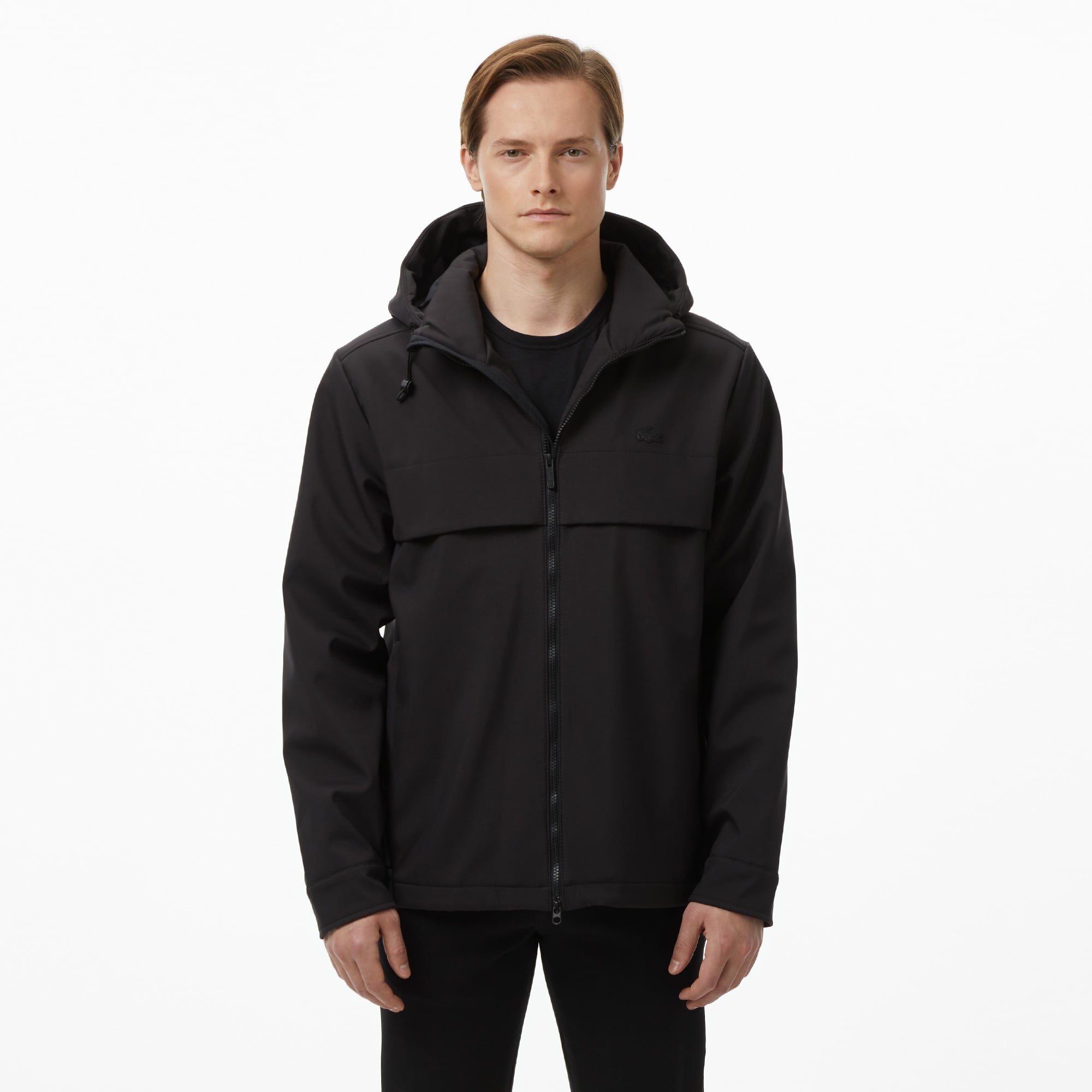 Erkek Kapüşonlu Siyah Yağmurluk