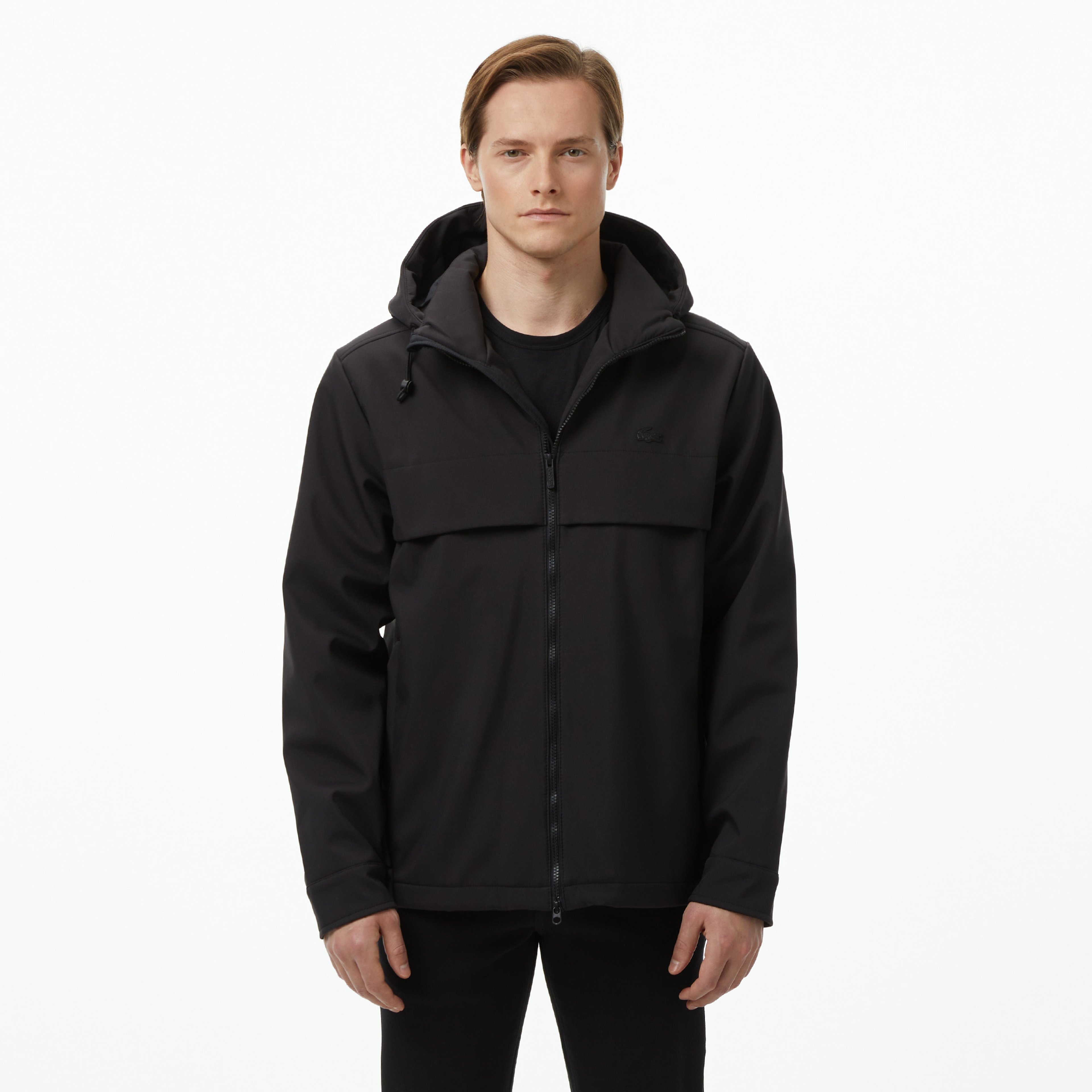 Erkek Kapüşonlu Siyah Yağmurluk