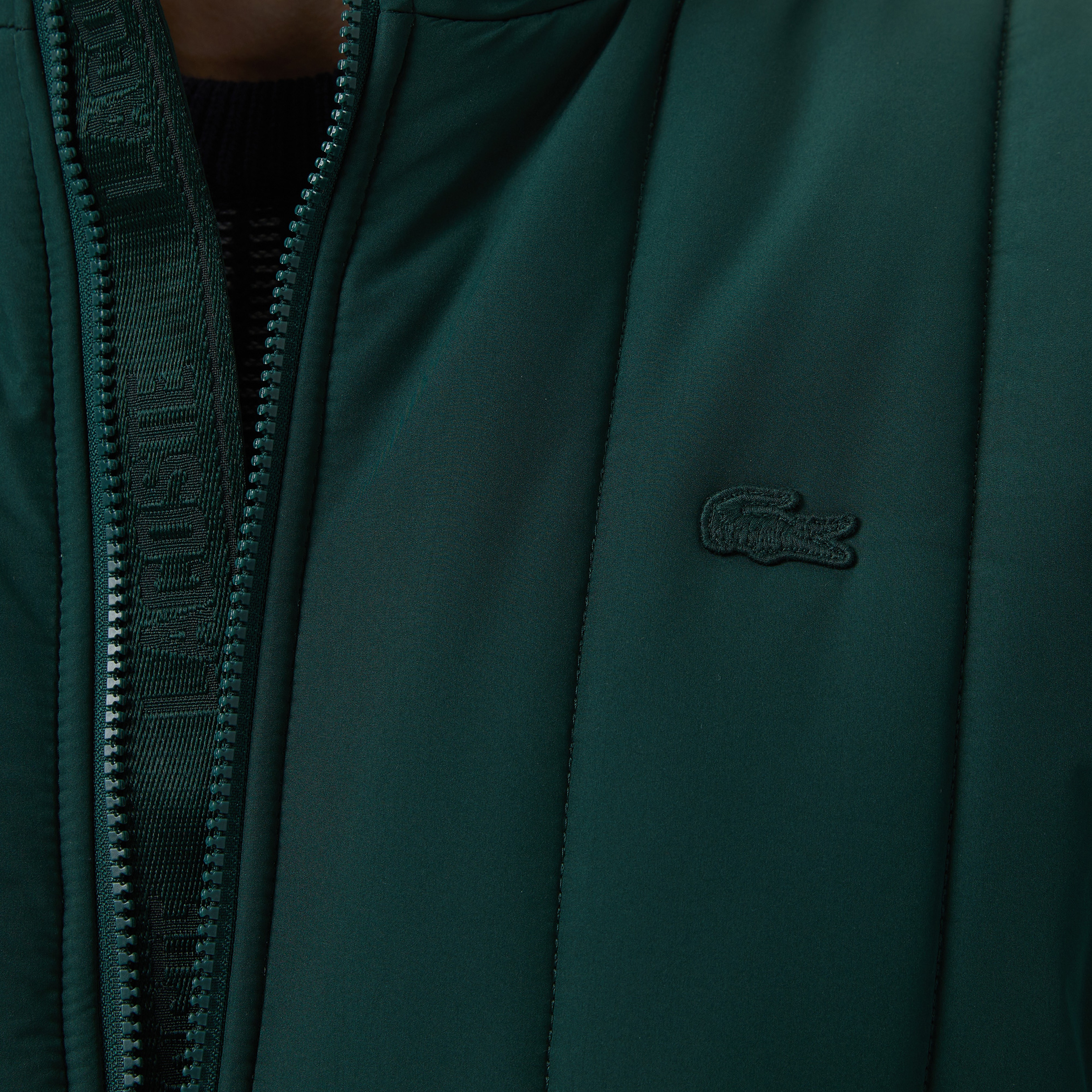 Erkek Dik Yaka Koyu Yeşil Mont