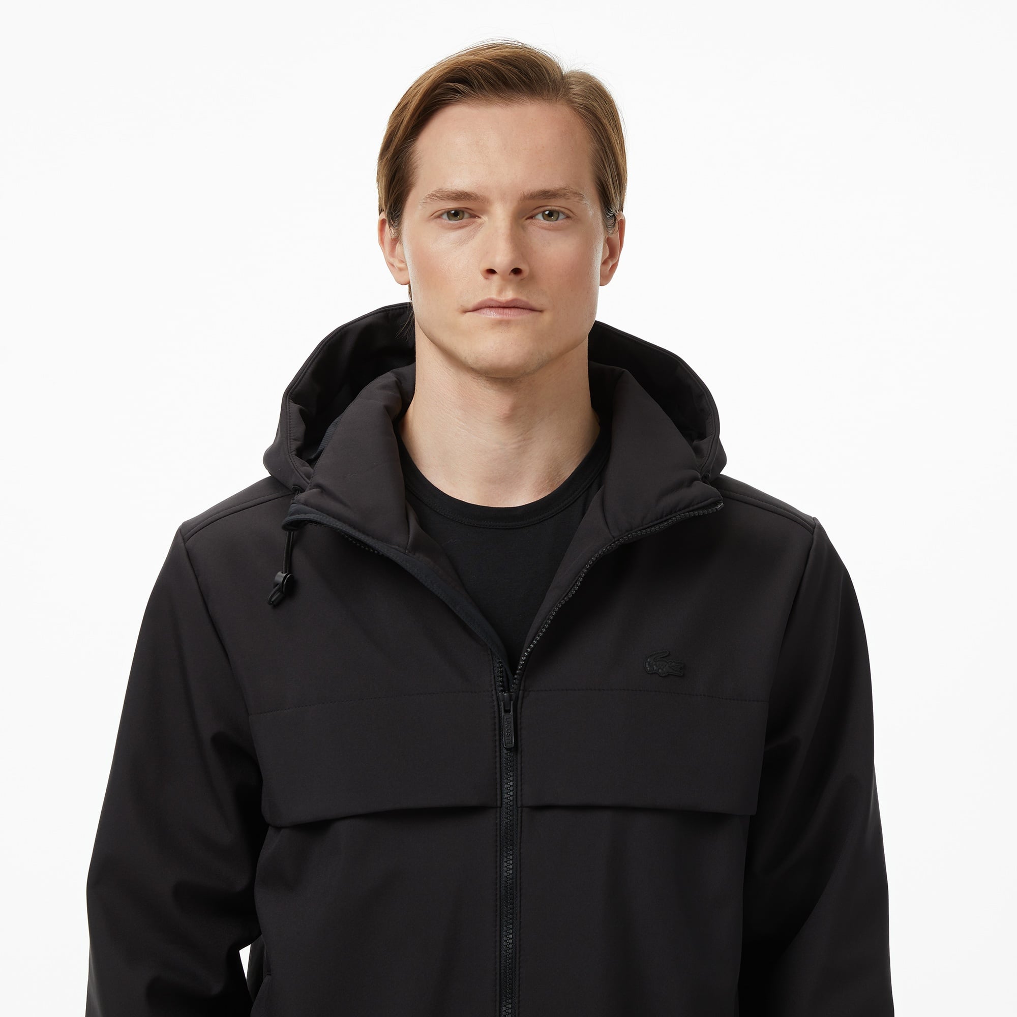 Erkek Kapüşonlu Siyah Yağmurluk