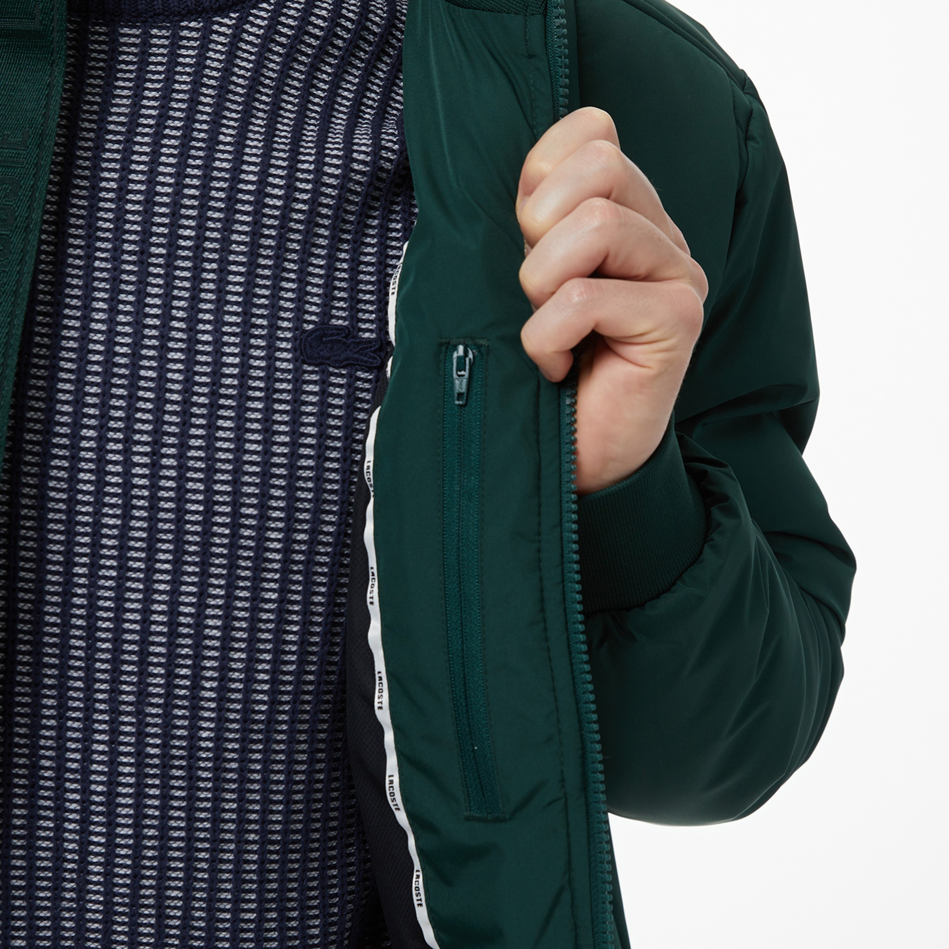 Erkek Dik Yaka Koyu Yeşil Mont