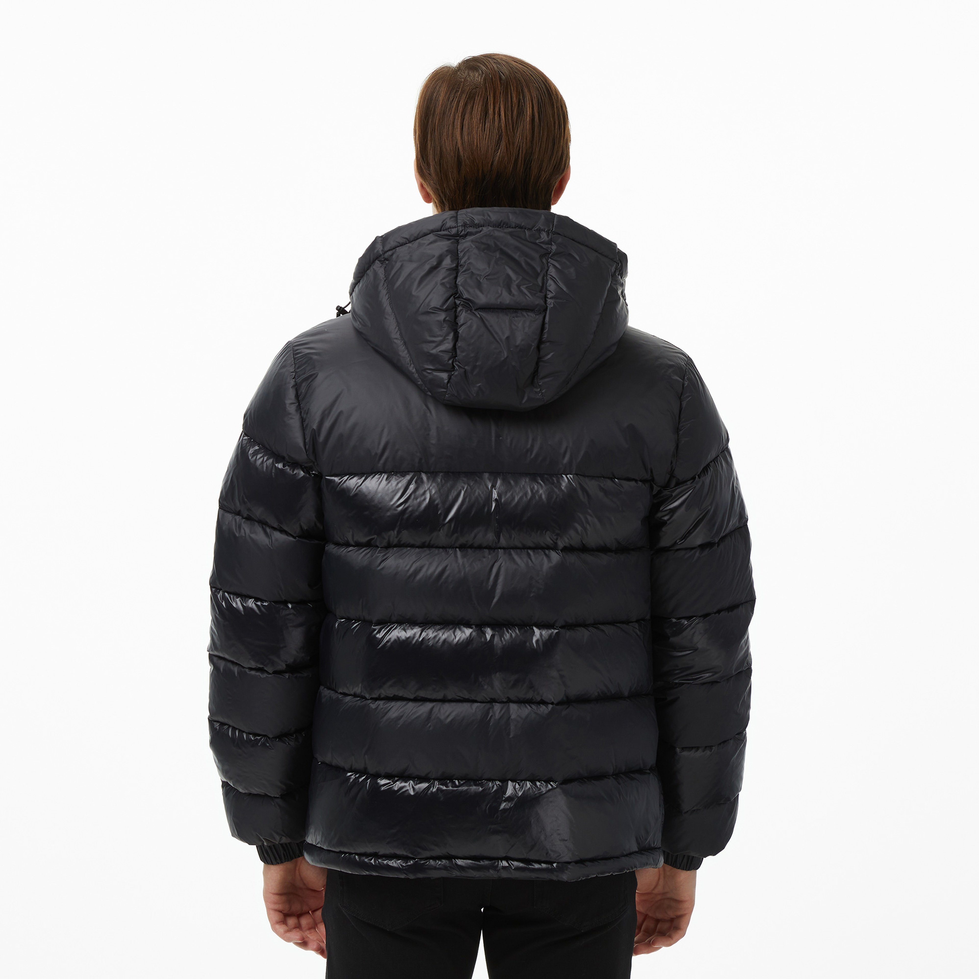 Erkek Relaxed Fit Kapüşonlu Siyah Mont