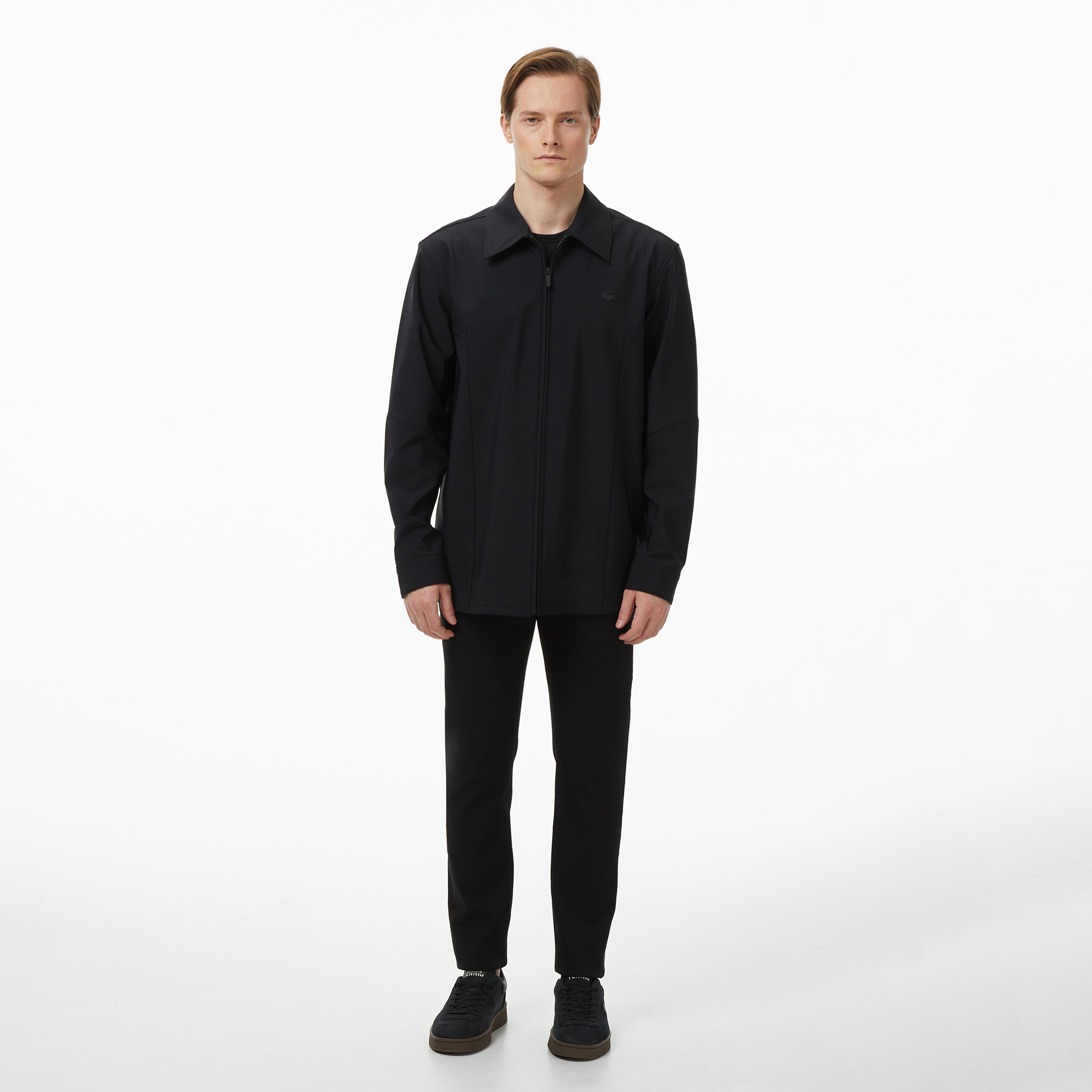 Erkek Regular Fit Fermuarlı Siyah Dış Gömlek