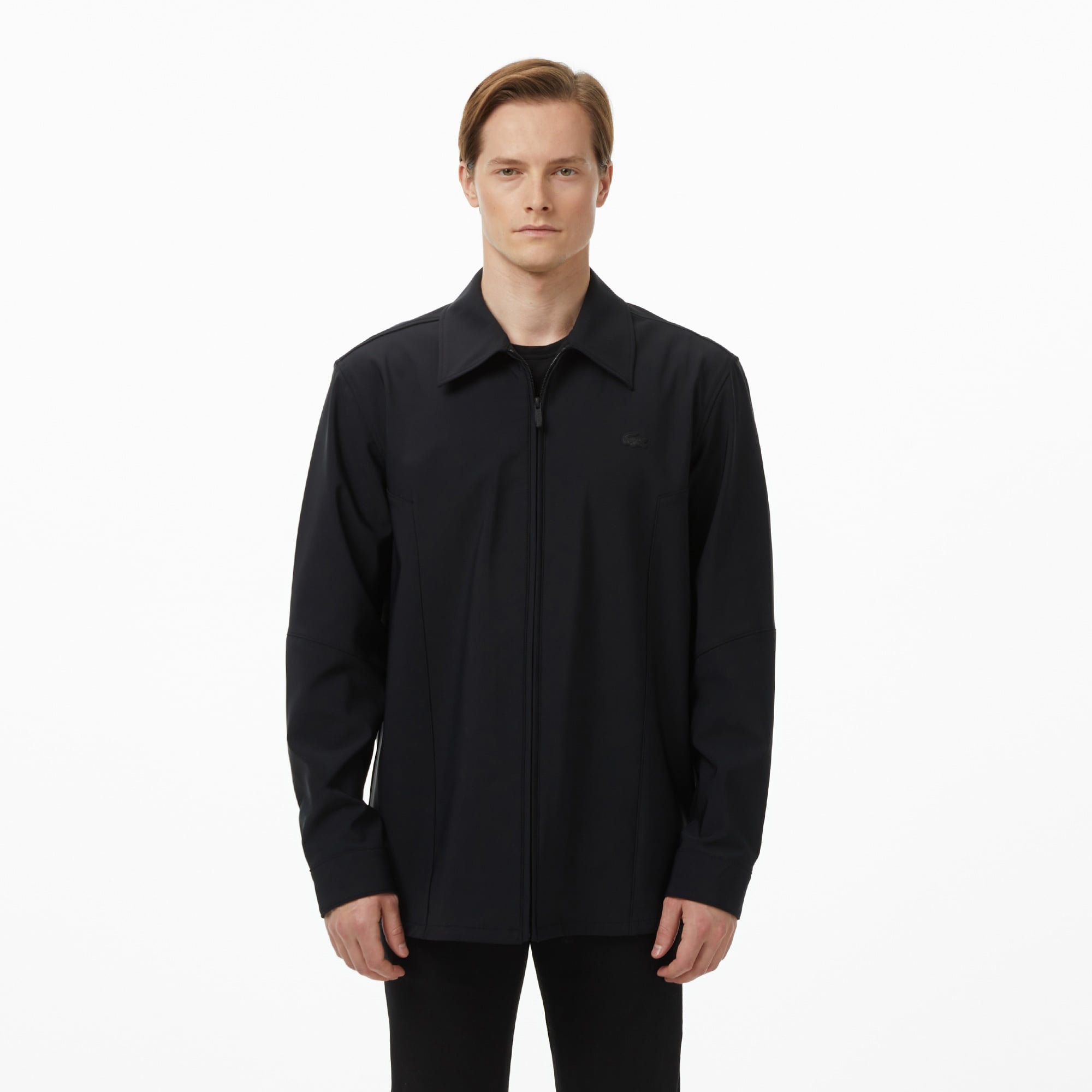 Erkek Regular Fit Fermuarlı Siyah Dış Gömlek
