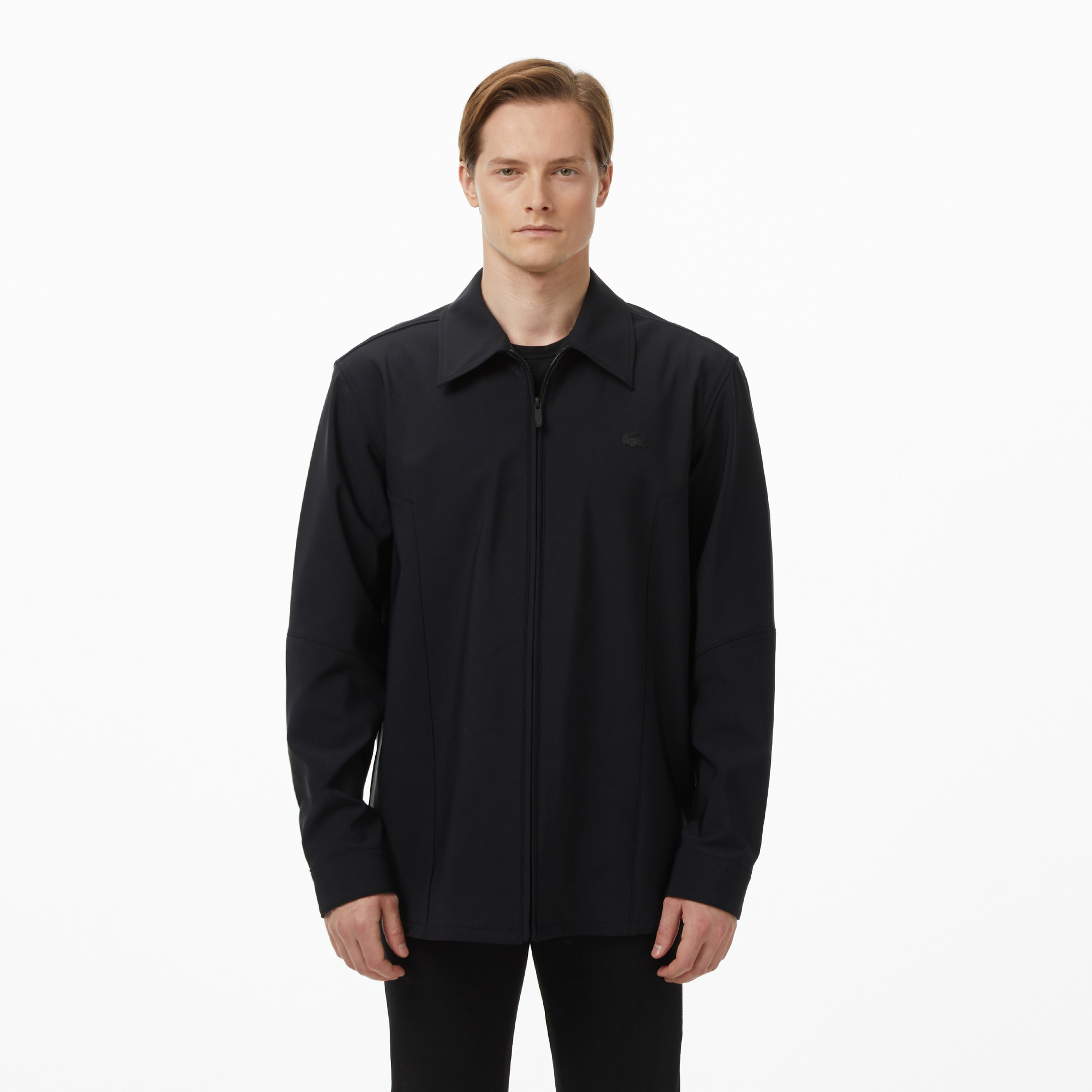 Erkek Regular Fit Fermuarlı Siyah Dış Gömlek