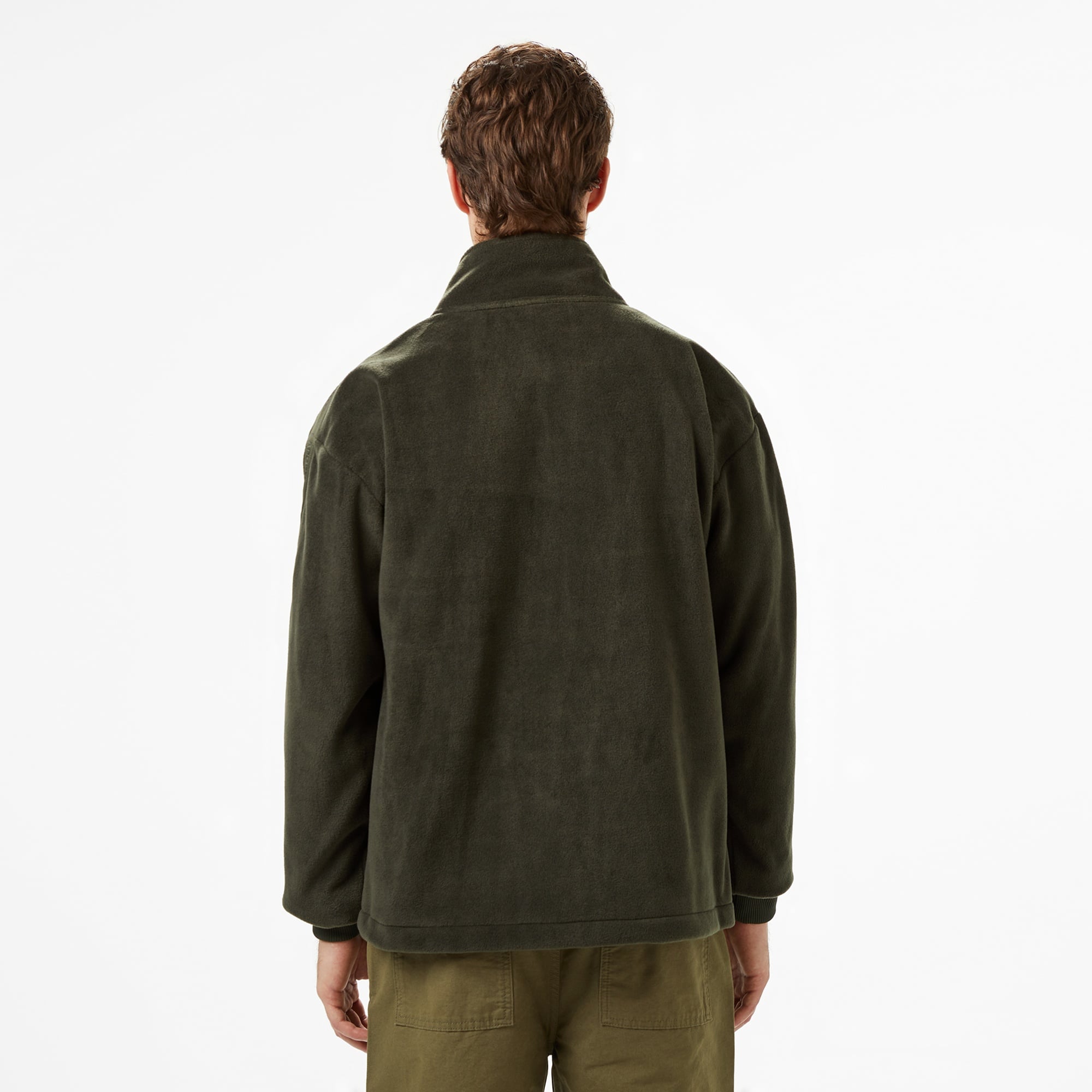 Erkek Loose Fit Fermuarlı Haki Sweatshirt