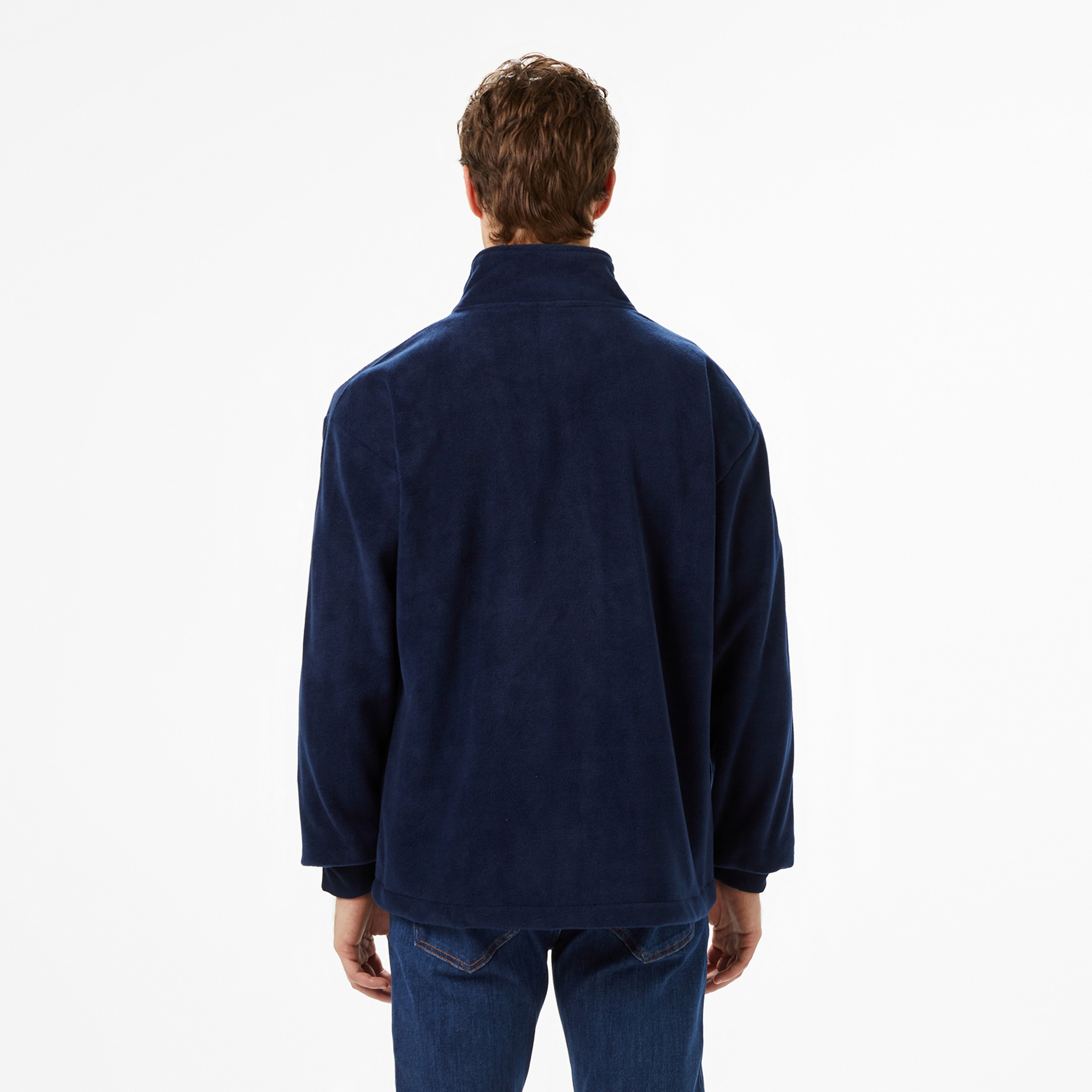 Erkek Loose Fit Fermuarlı Lacivert Sweatshirt