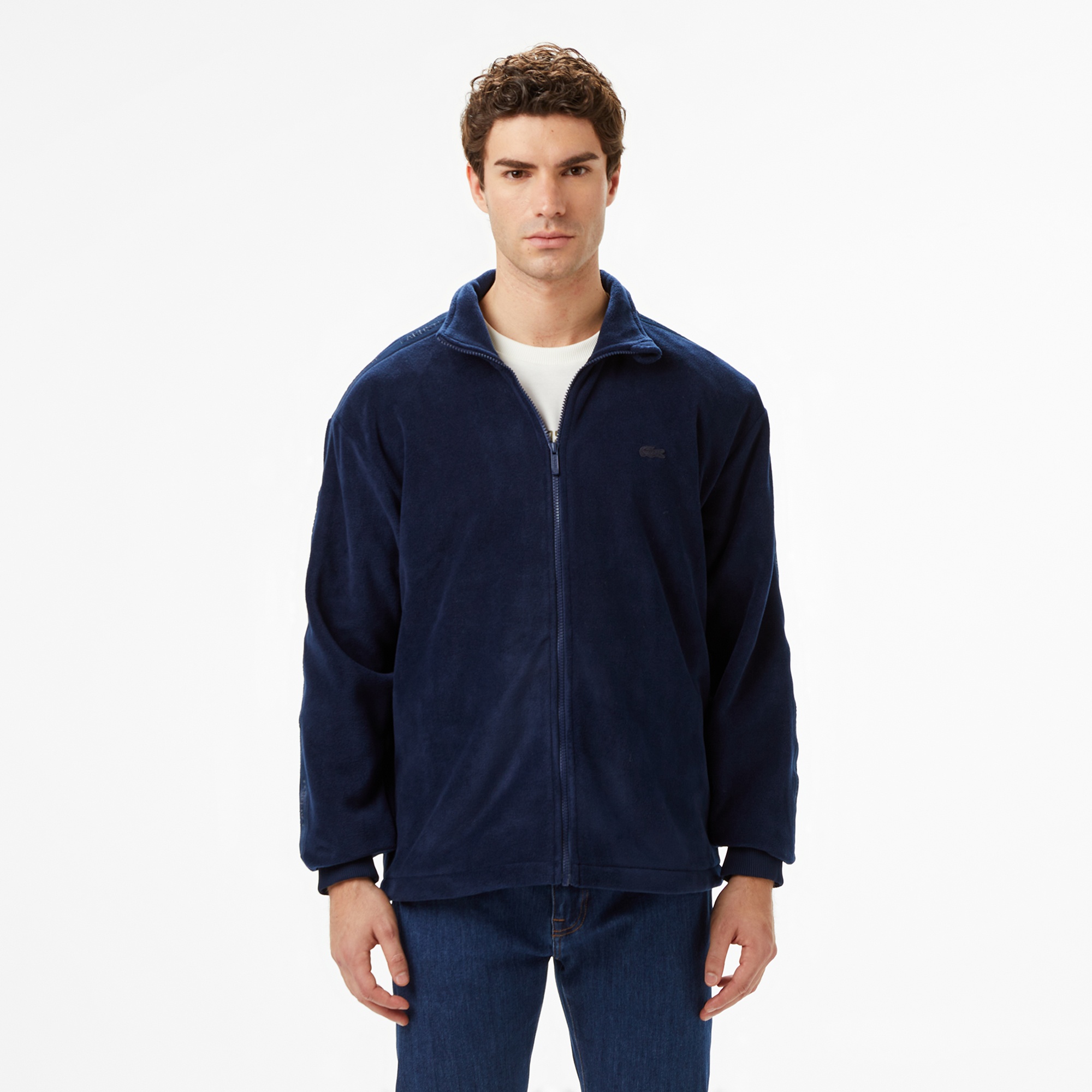 Erkek Loose Fit Fermuarlı Lacivert Sweatshirt