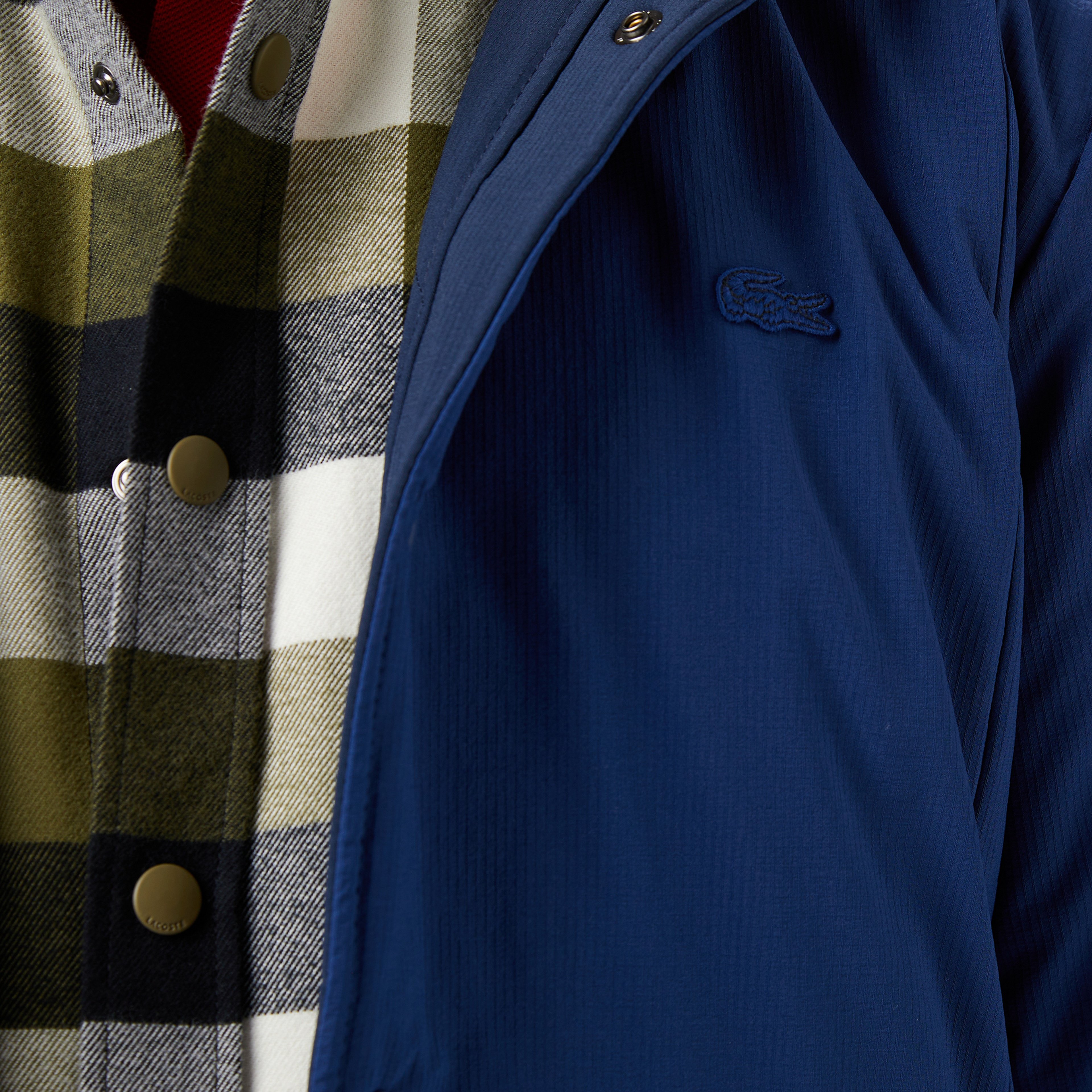 Erkek Dik Yaka Çift Taraflı Lacivert Mont