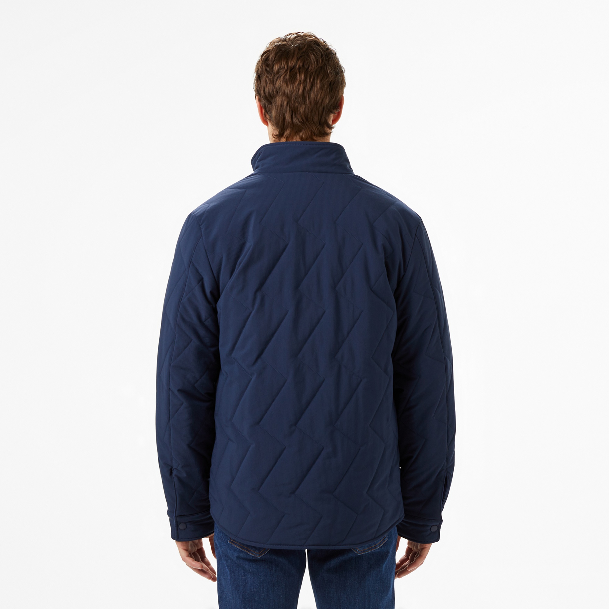 Erkek Dik Yaka Çift Taraflı Lacivert Mont