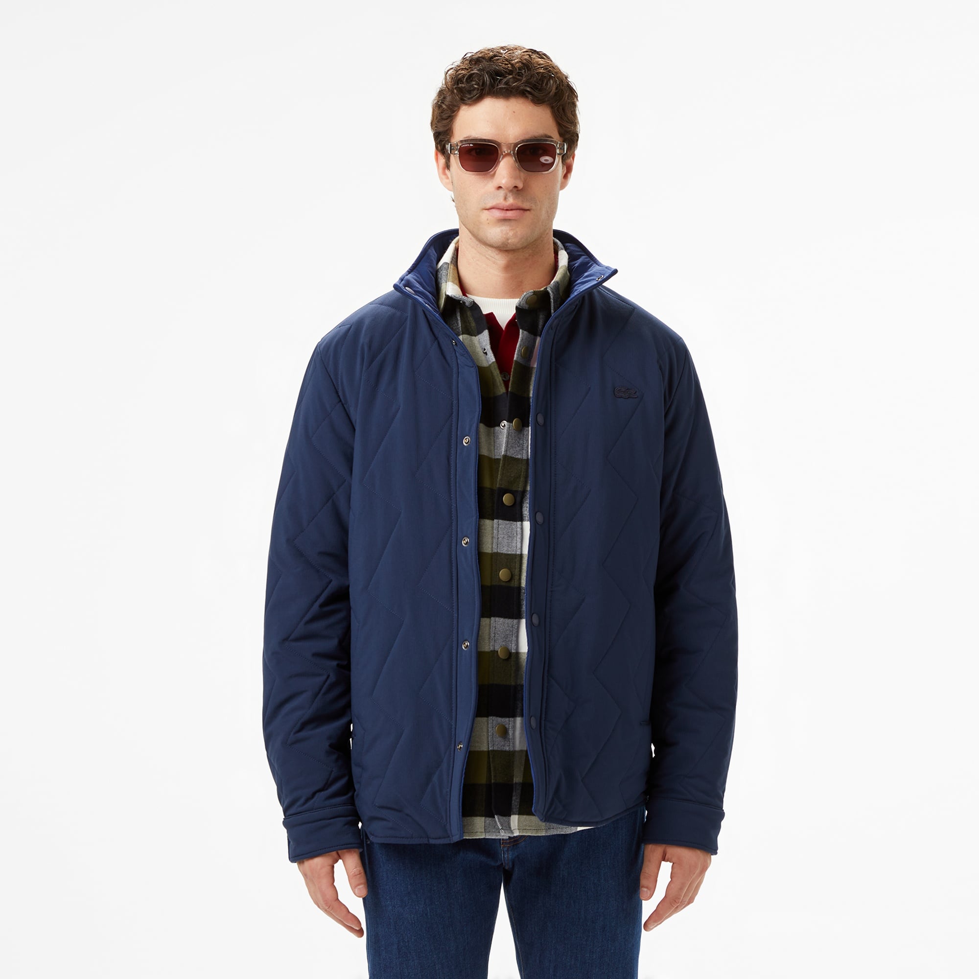 Erkek Dik Yaka Çift Taraflı Lacivert Mont