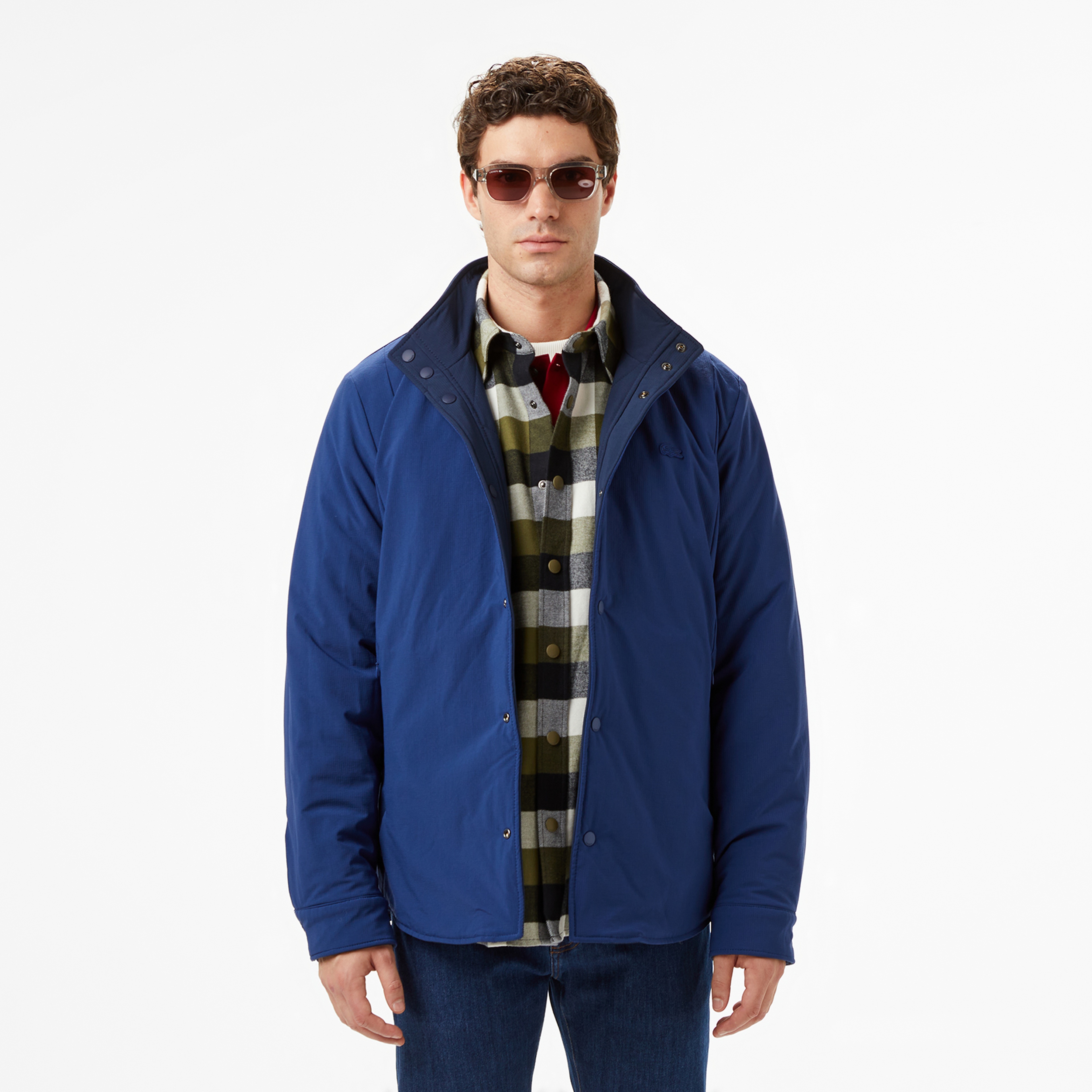 Erkek Dik Yaka Çift Taraflı Lacivert Mont