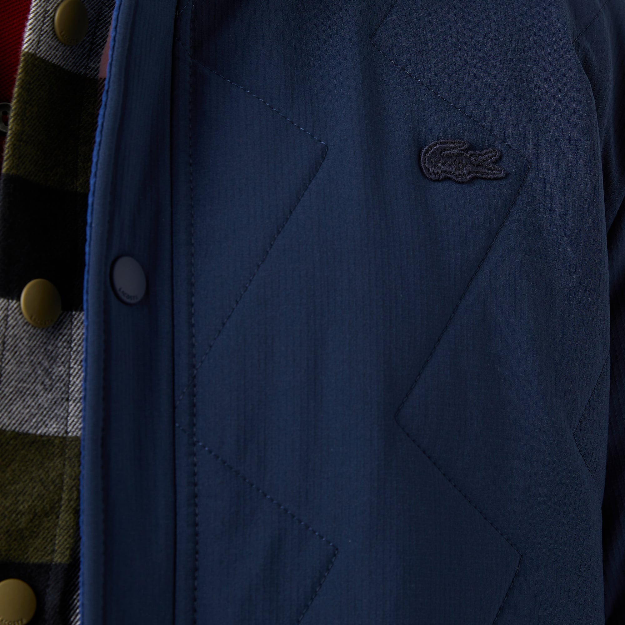 Erkek Dik Yaka Çift Taraflı Lacivert Mont