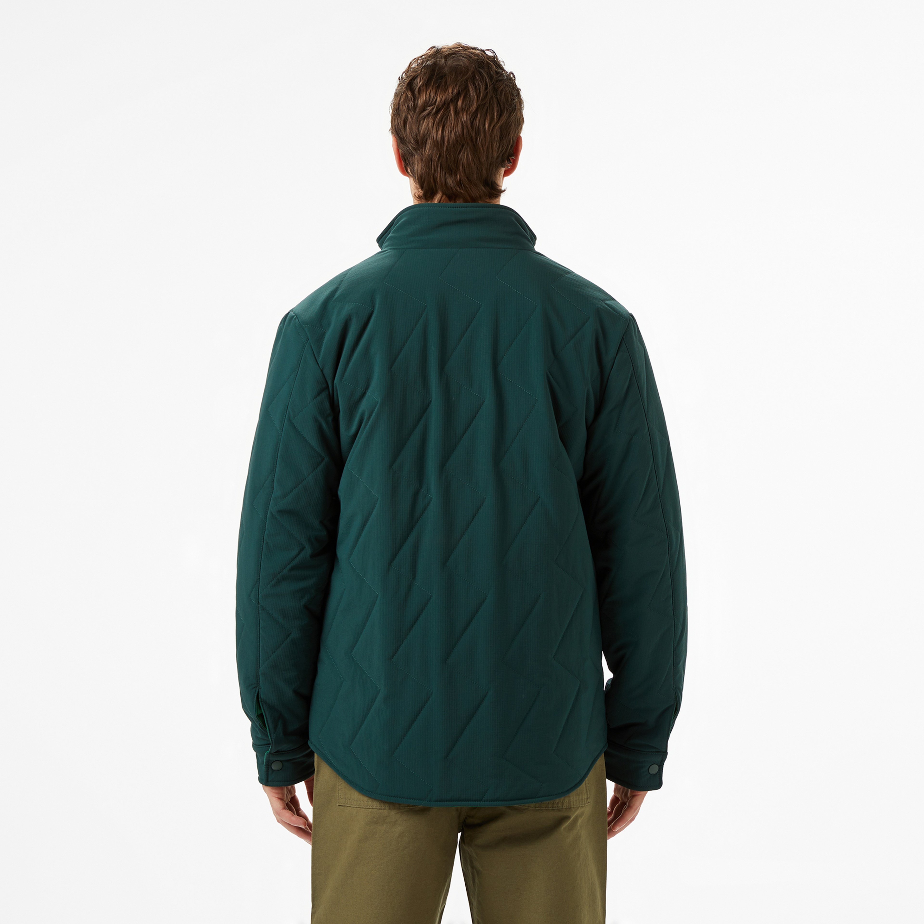 Erkek Dik Yaka Çift Taraflı Koyu Yeşil Mont