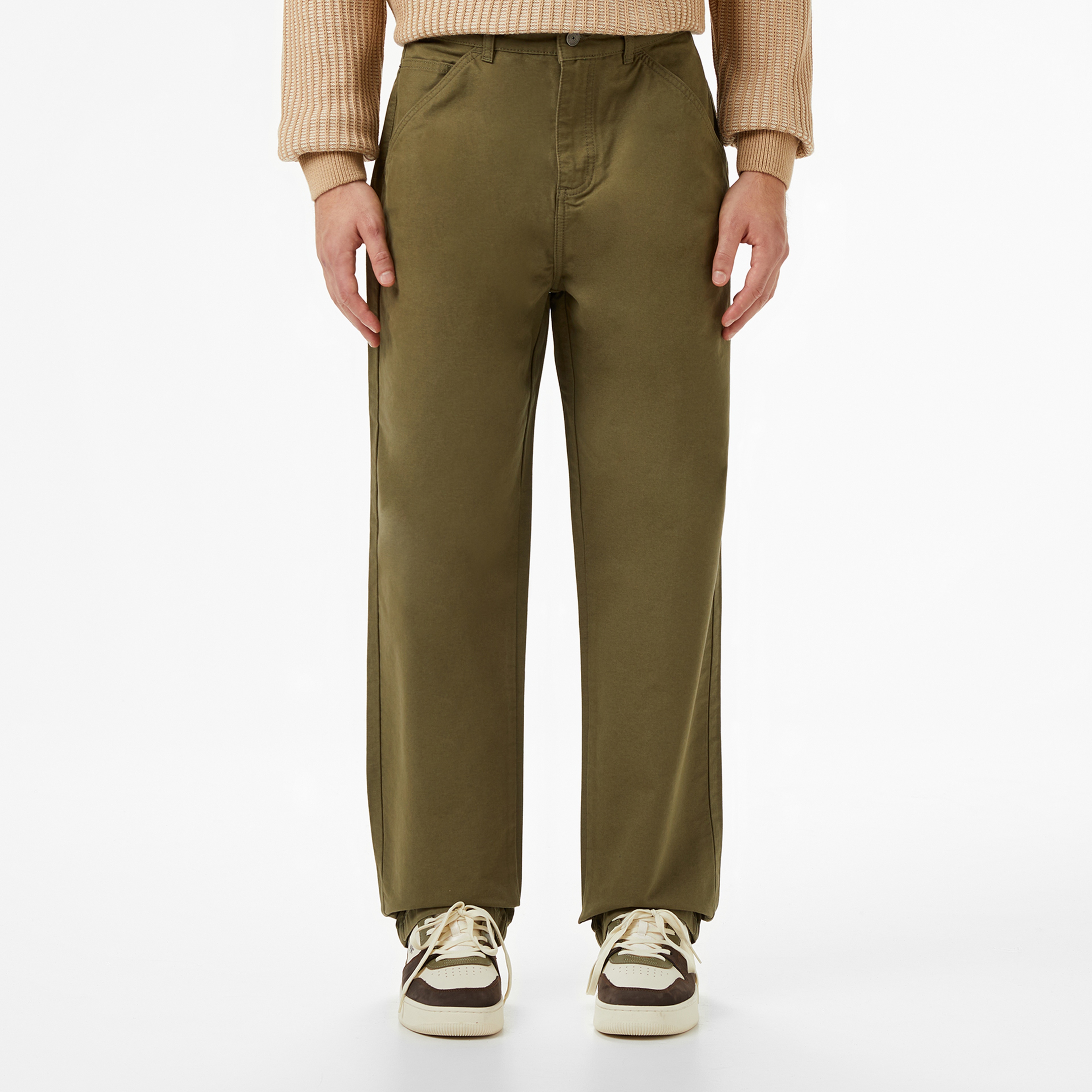 Erkek Regular Fit Haki Pantolon