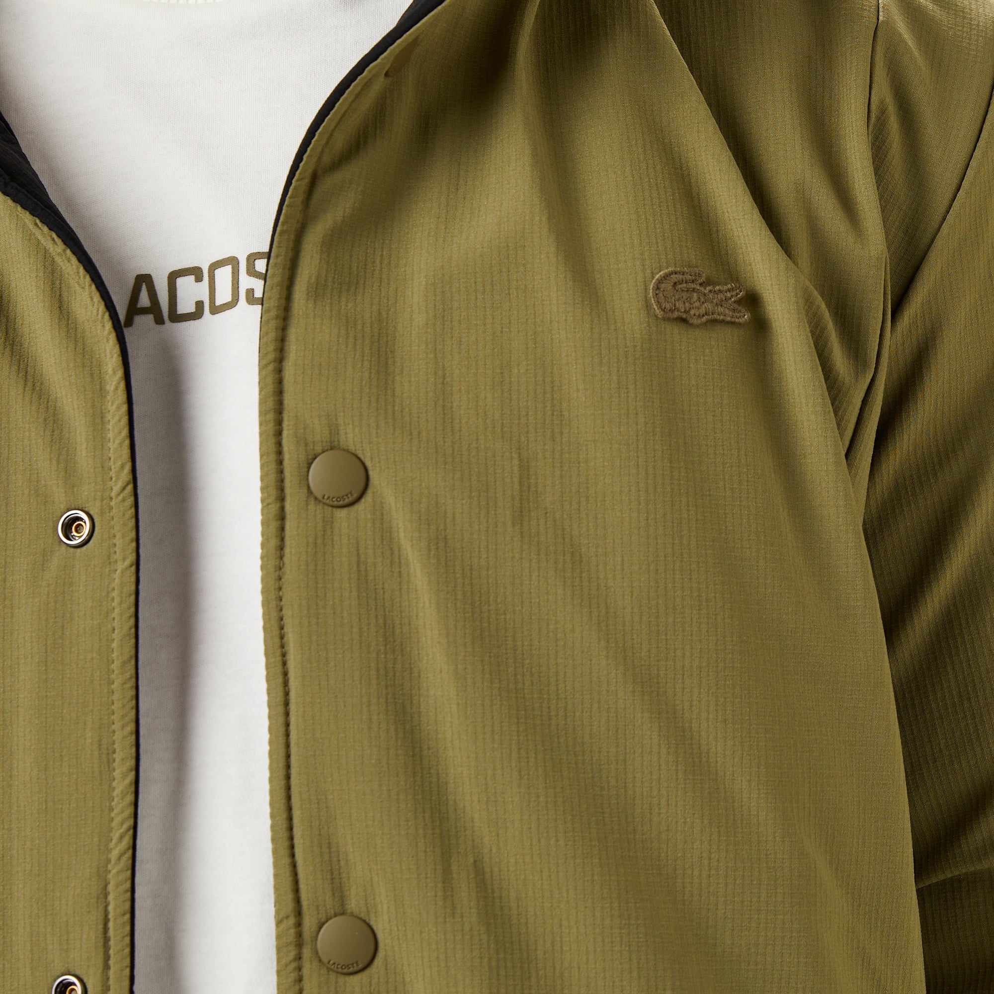 Erkek Dik Yaka Çift Taraflı Haki Mont