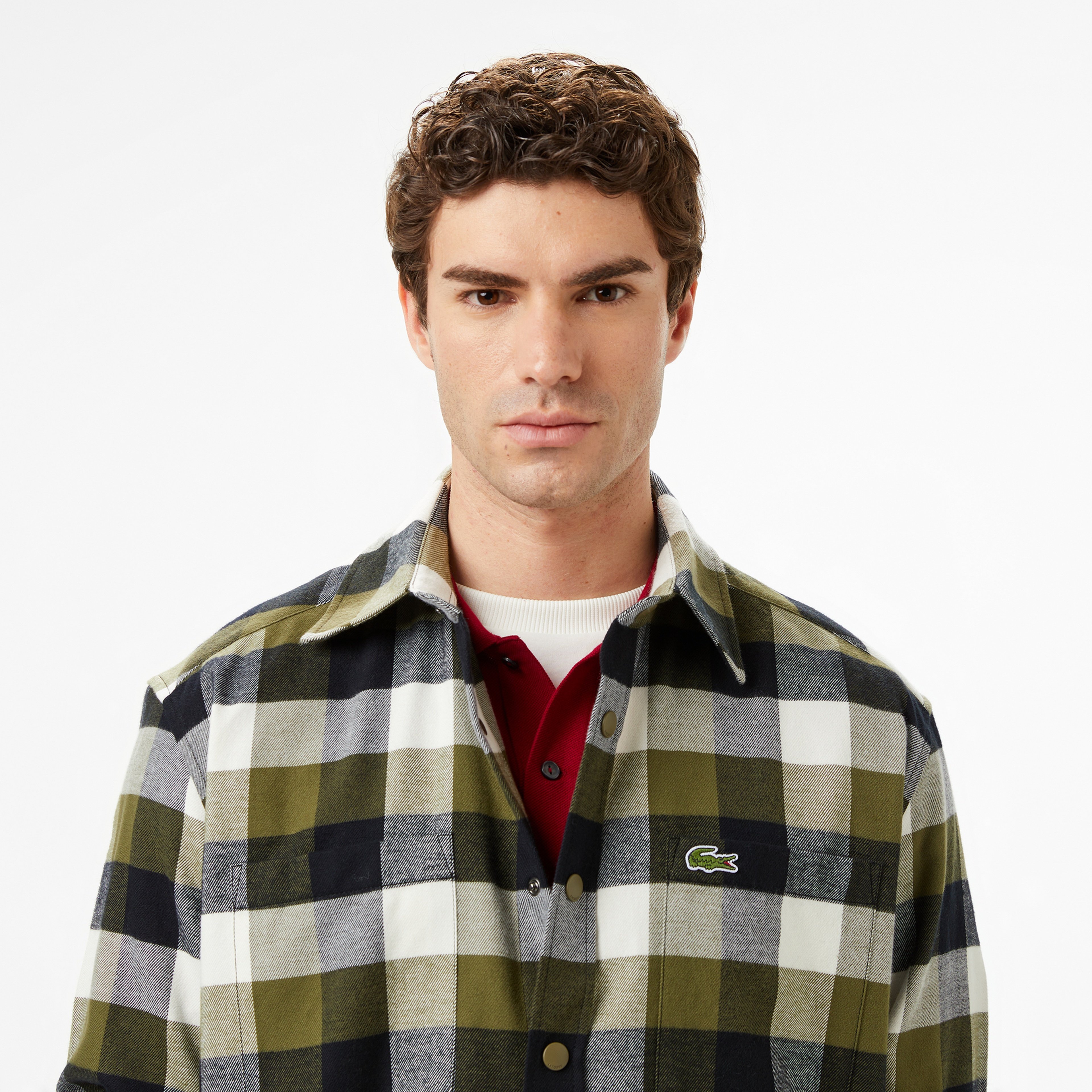 Erkek Relaxed Fit Kareli Haki Gömlek