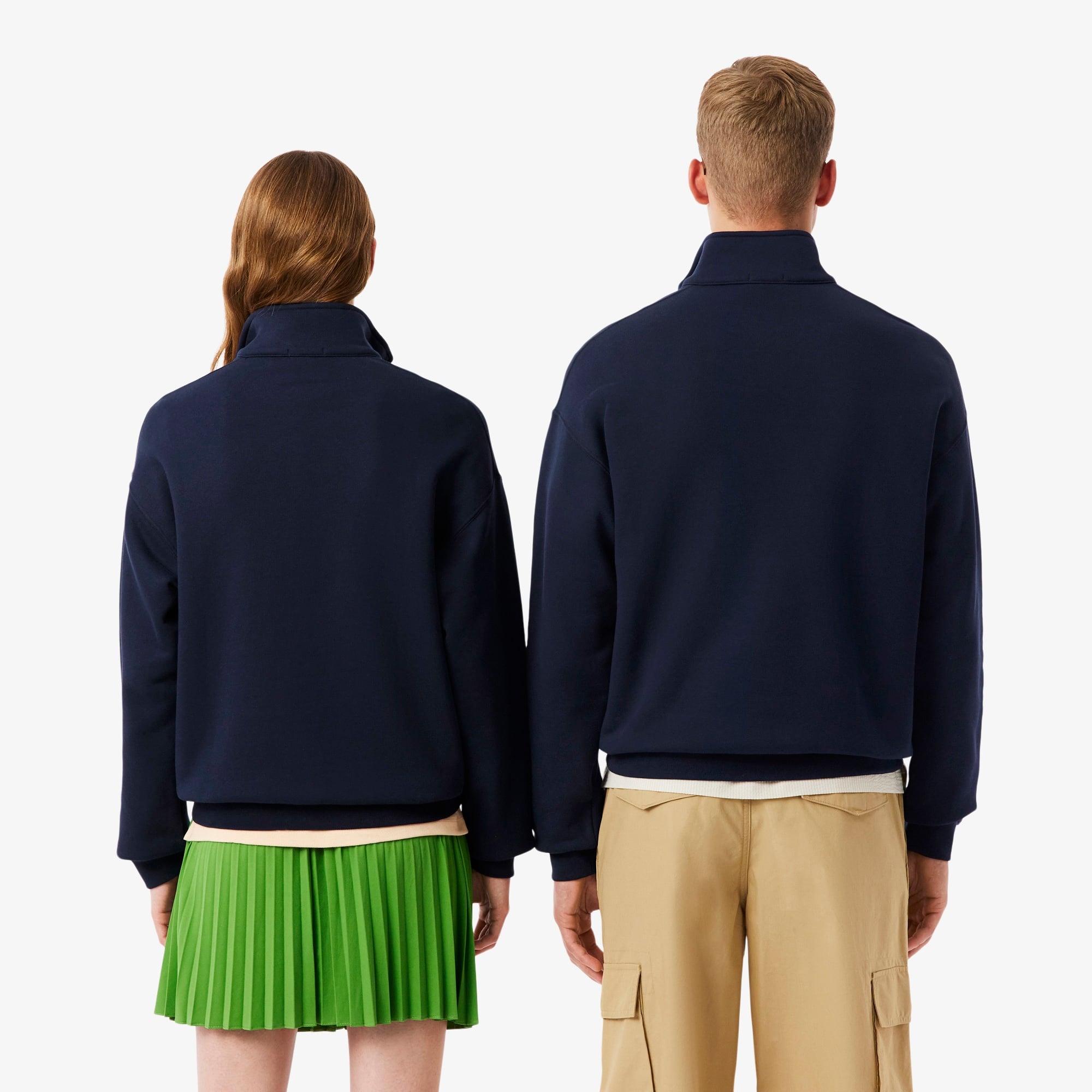 Unisex Loose Fit Yarım Fermuarlı Lacivert Sweatshirt