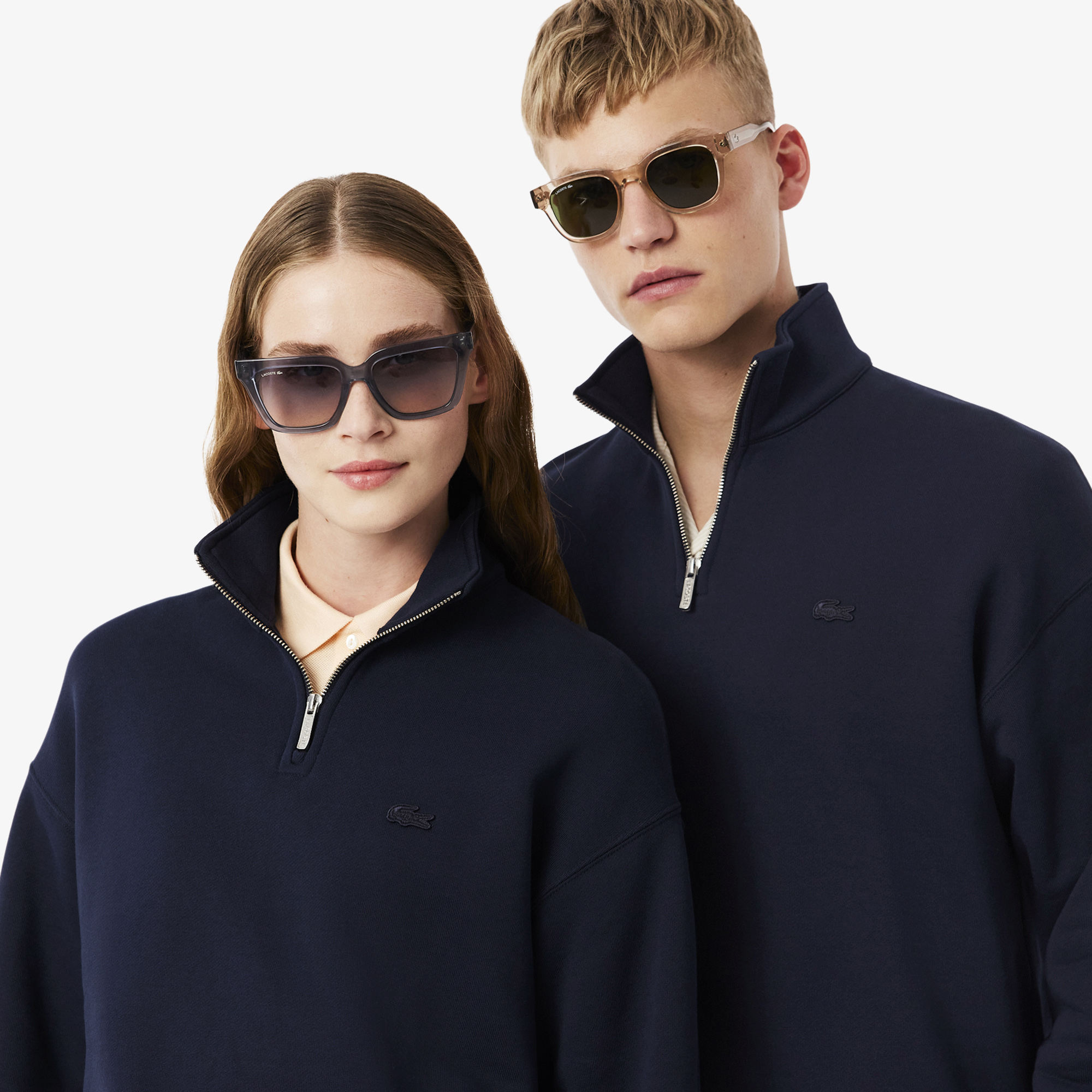 Lacoste Unisex Loose Fit Yarım Fermuarlı Lacivert Sweatshirt görsel 5