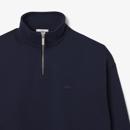 Unisex Loose Fit Yarım Fermuarlı Lacivert Sweatshirt Lacivert