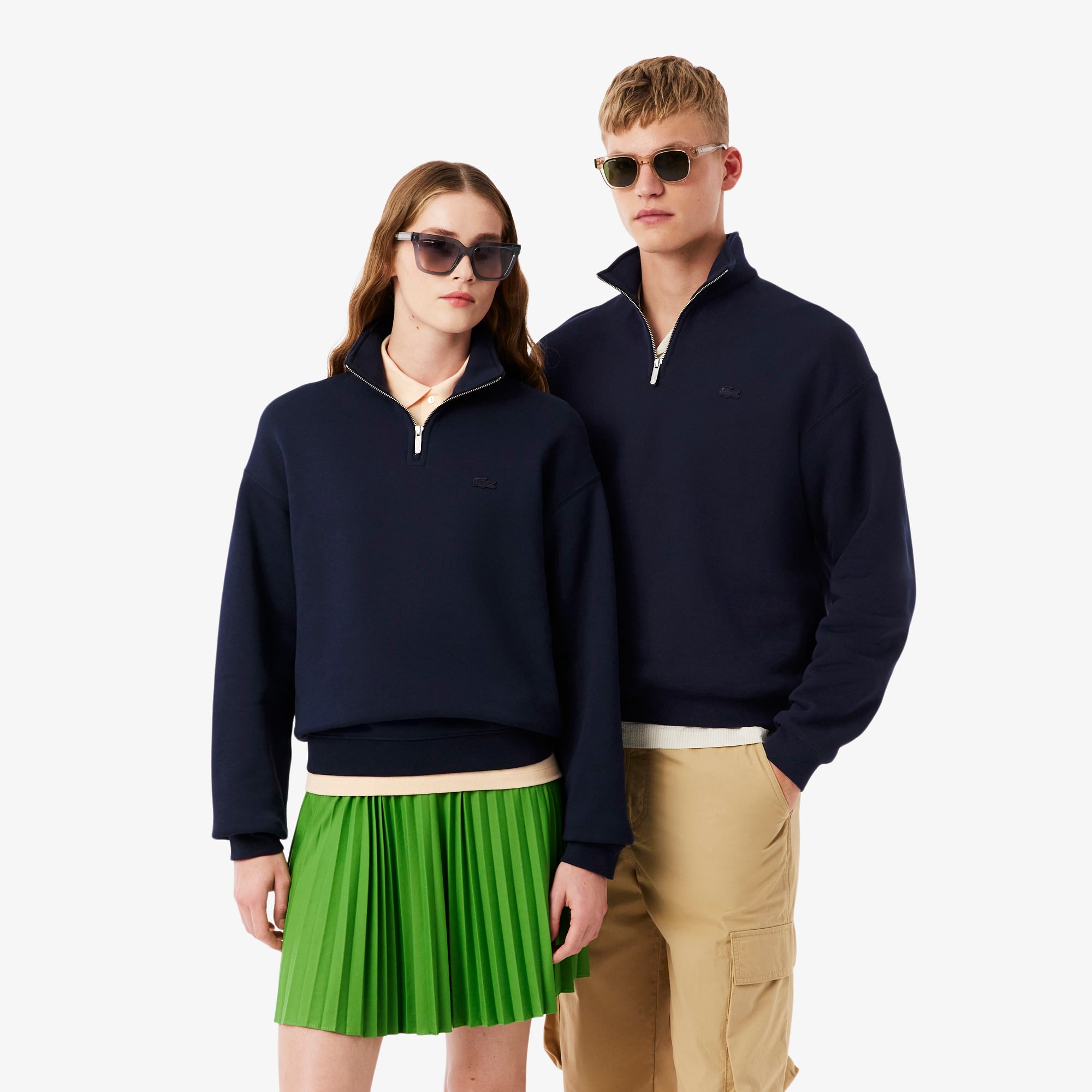 Lacoste Unisex Loose Fit Yarım Fermuarlı Lacivert Sweatshirt