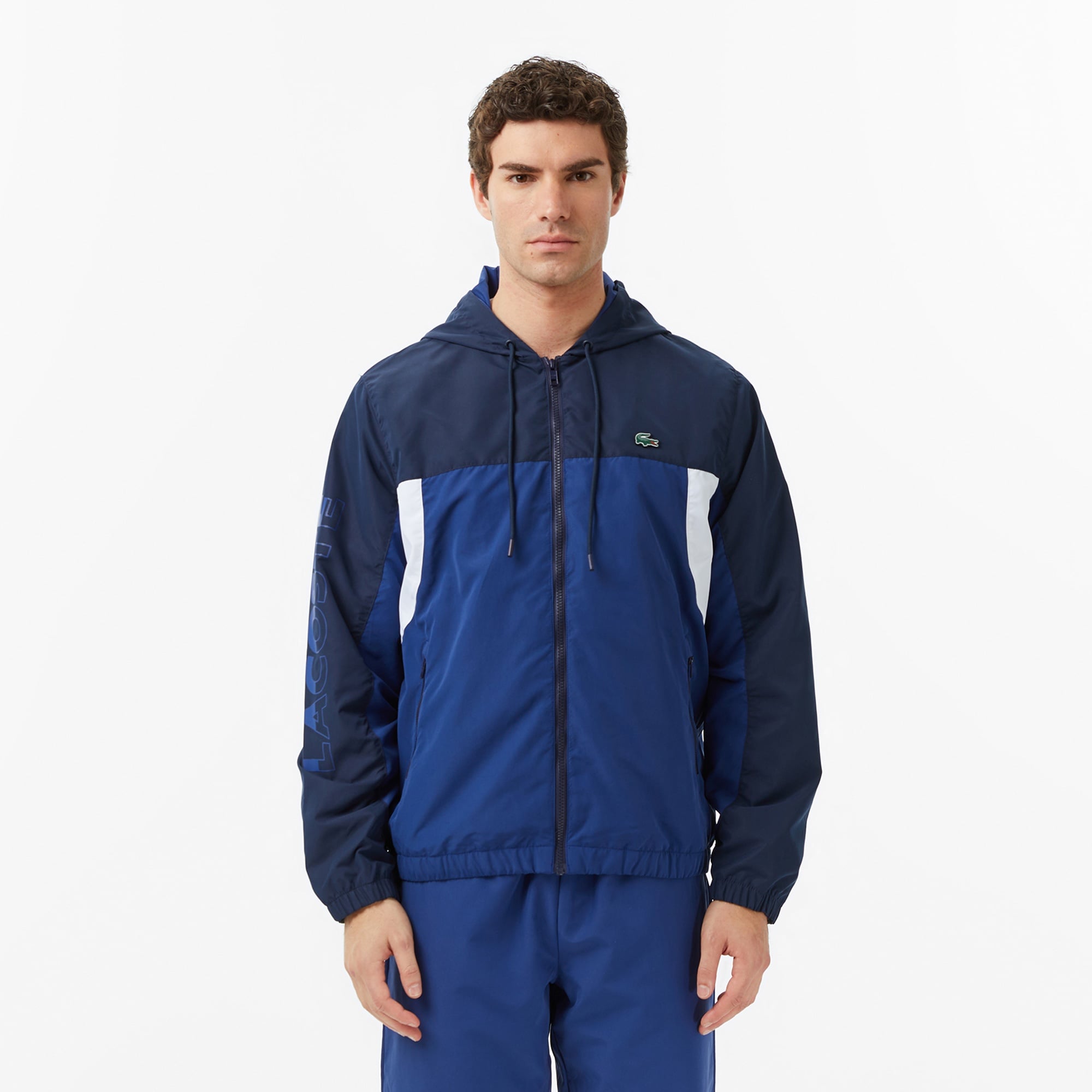 Erkek Regular Fit Fermuarlı Renk Bloklu Lacivert Eşofman Takımı