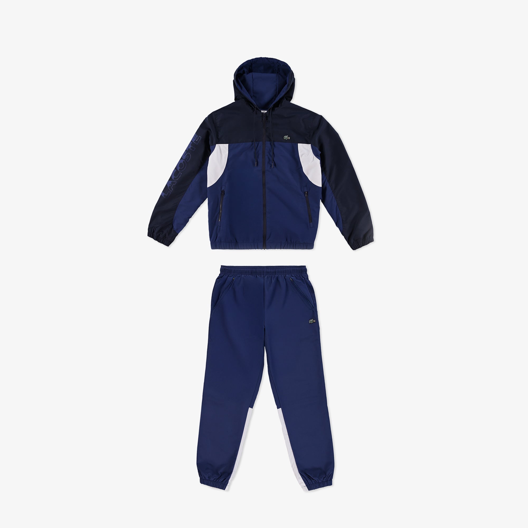 Erkek Regular Fit Fermuarlı Renk Bloklu Lacivert Eşofman Takımı