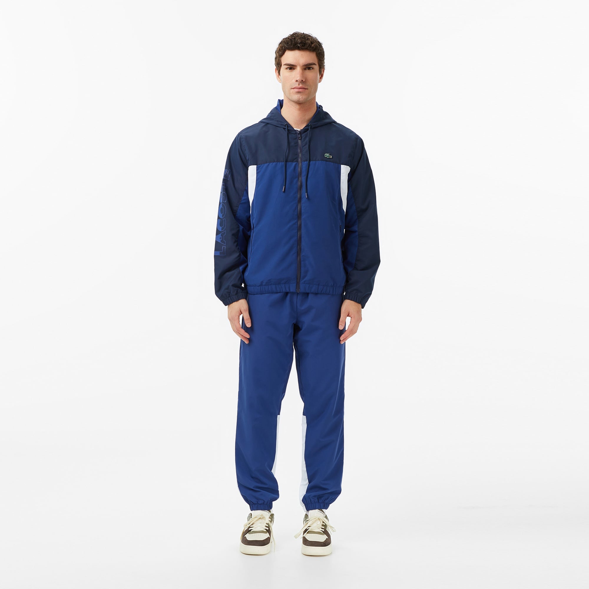 Erkek Regular Fit Fermuarlı Renk Bloklu Lacivert Eşofman Takımı