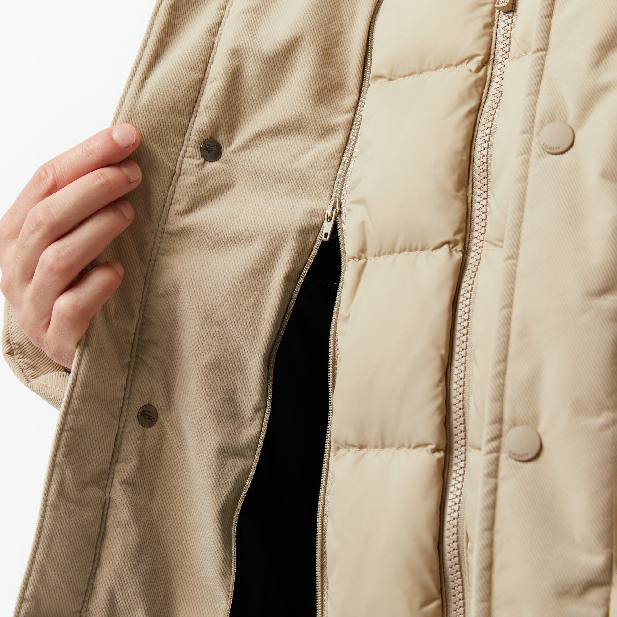 Erkek Kapüşonlu Bej Mont