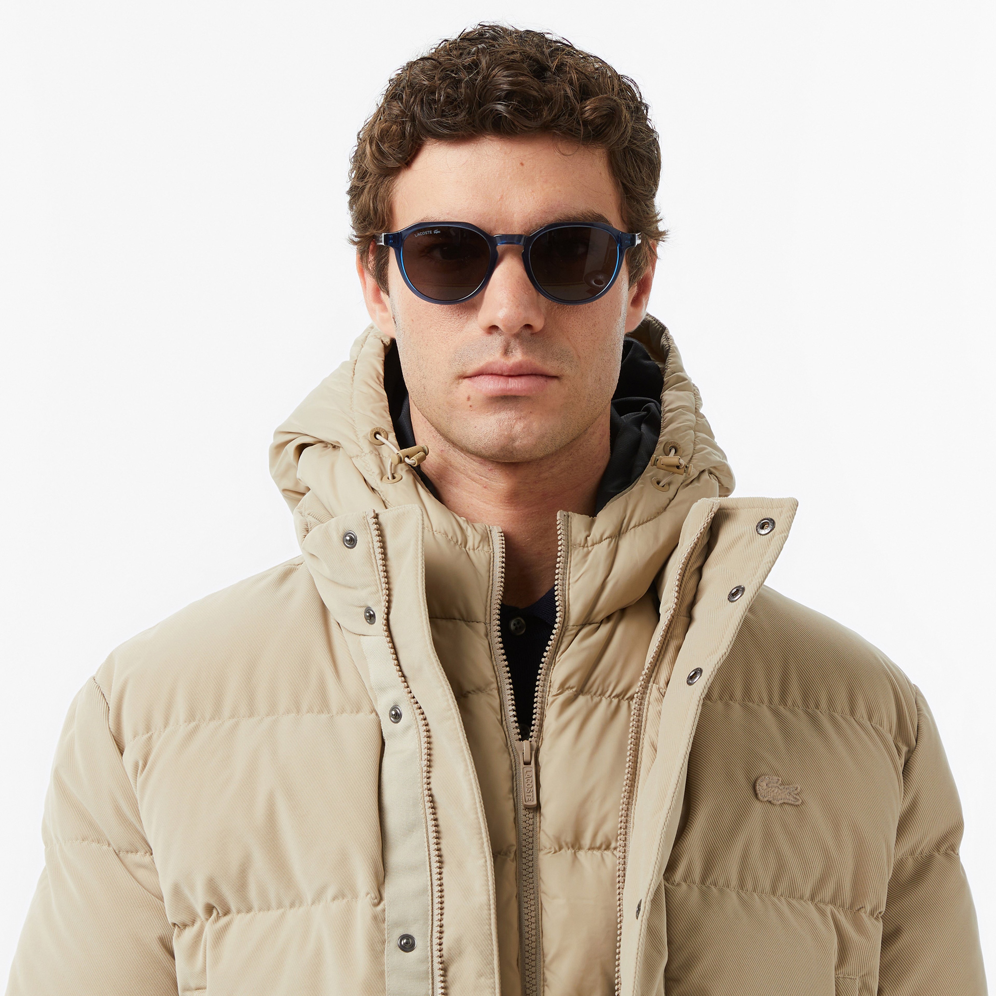 Erkek Kapüşonlu Bej Mont