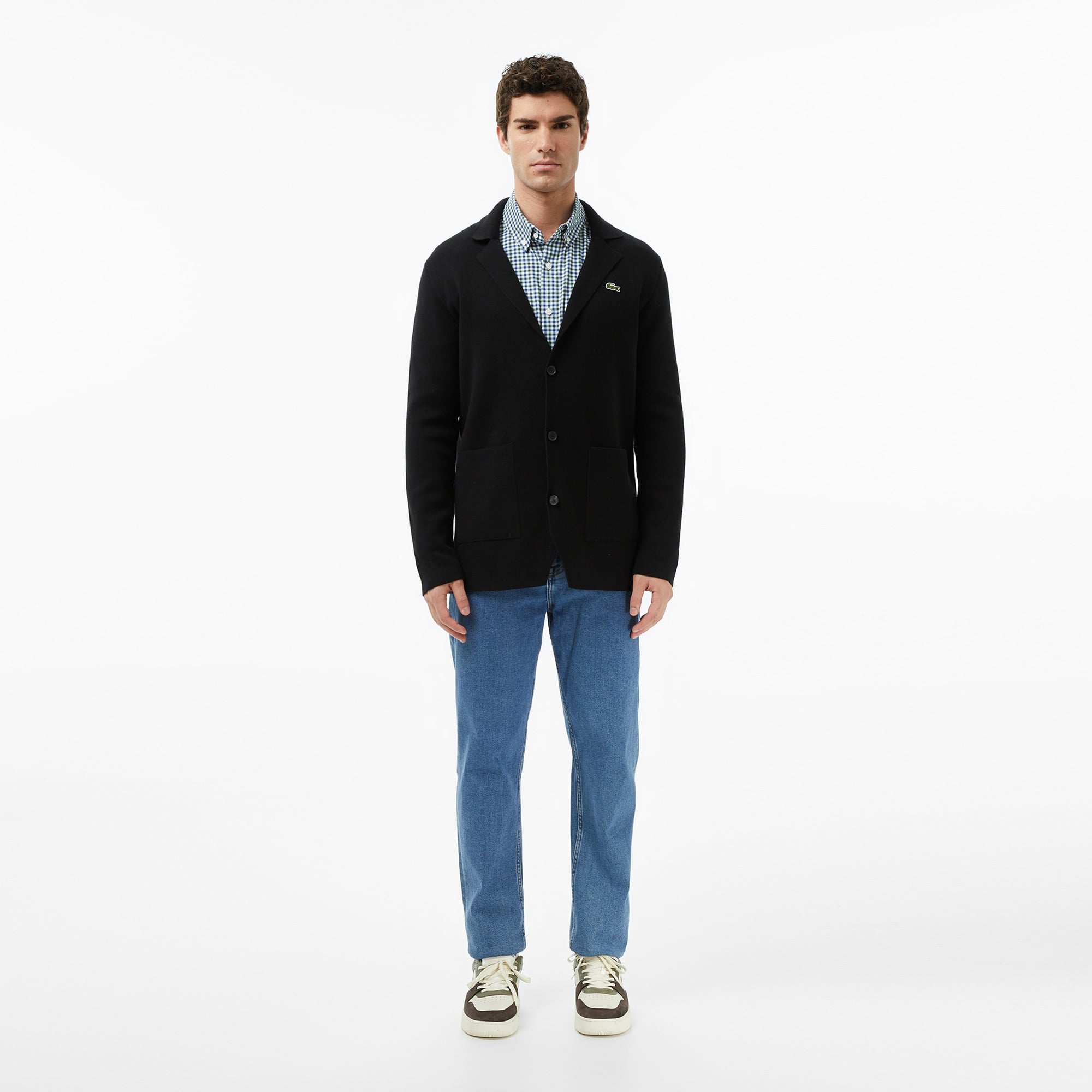 Erkek Classic Fit V Yaka Siyah Hırka