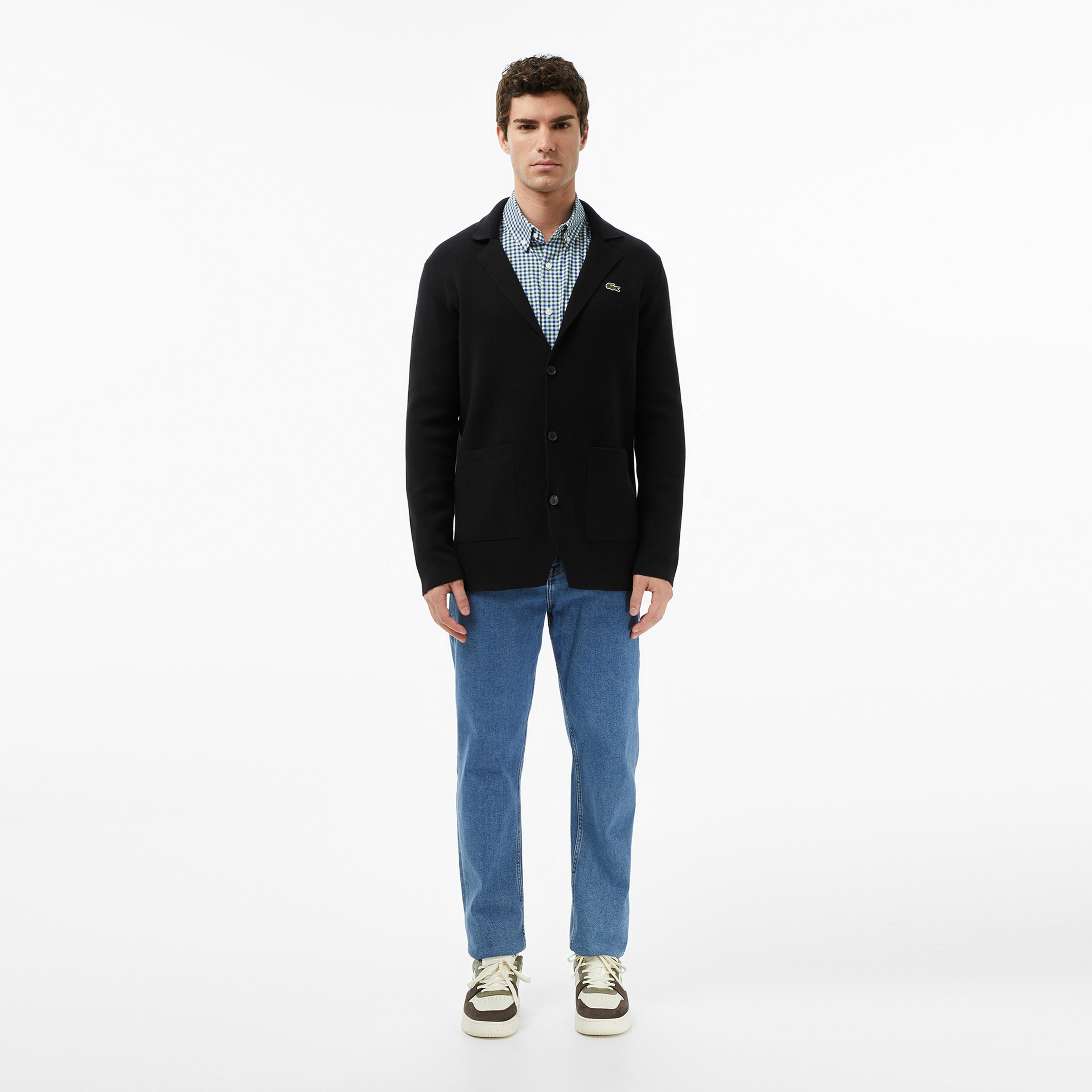 Erkek Classic Fit V Yaka Siyah Hırka