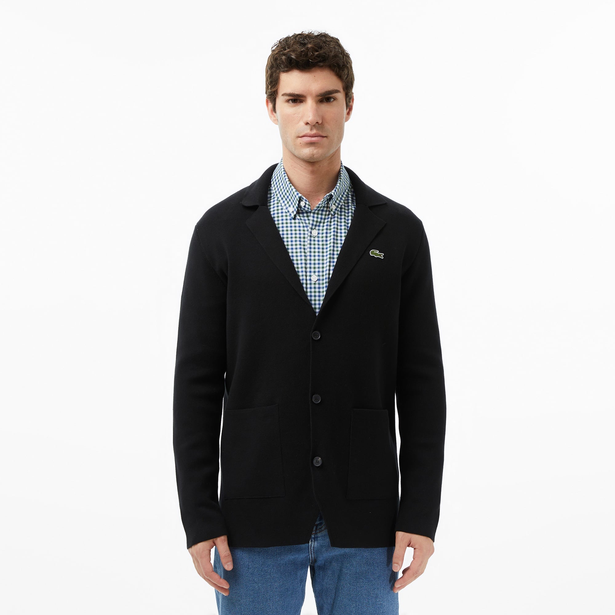 Erkek Classic Fit V Yaka Siyah Hırka